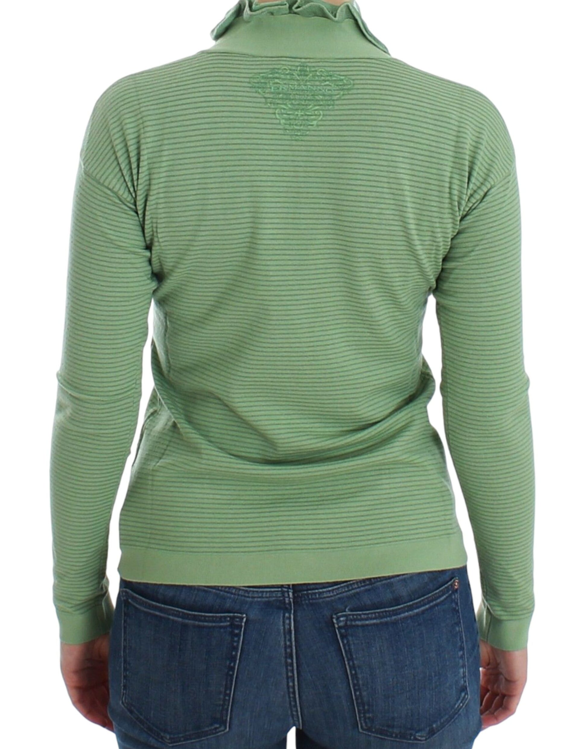 Ermanno Scervino Green Wool Blend Striped Long Sleeve Sweater Ermanno Scervino