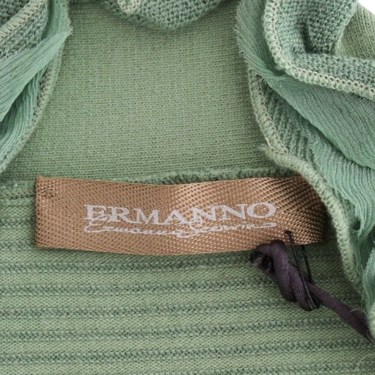 Ermanno Scervino Green Wool Blend Striped Long Sleeve Sweater