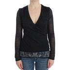 Ermanno Scervino Black Wool Blend Stretch Long Sleeve Sweater