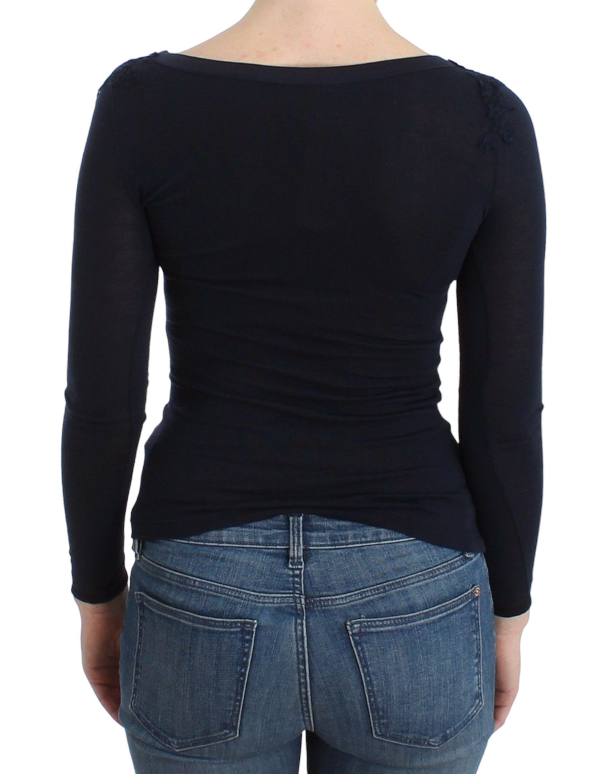 Ermanno Scervino Lingerie Blue Top Blouse Jumper Lace Rayon Ermanno Scervino