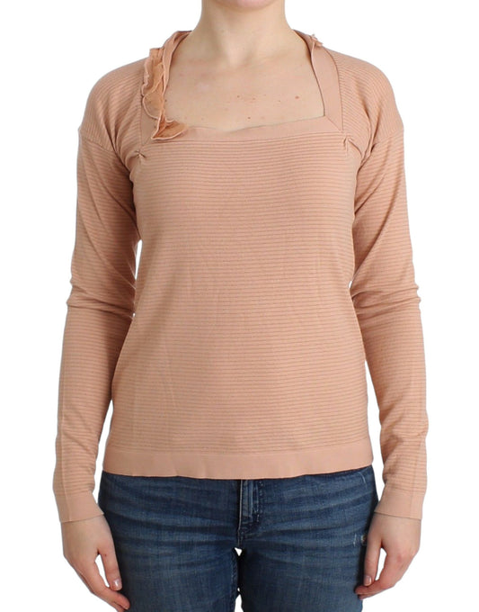 Ermanno Scervino Orange Wool Blend Striped Long Sleeve Top Ermanno Scervino