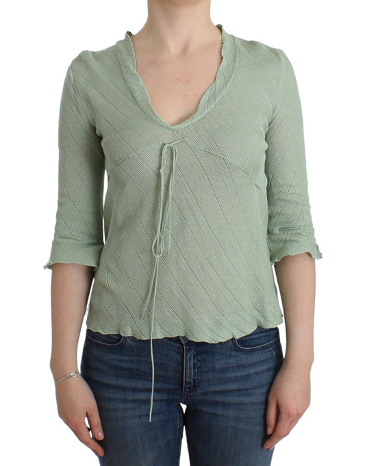 Ermanno Scervino Green Lightweight Knit Sweater Top Blouse Ermanno Scervino