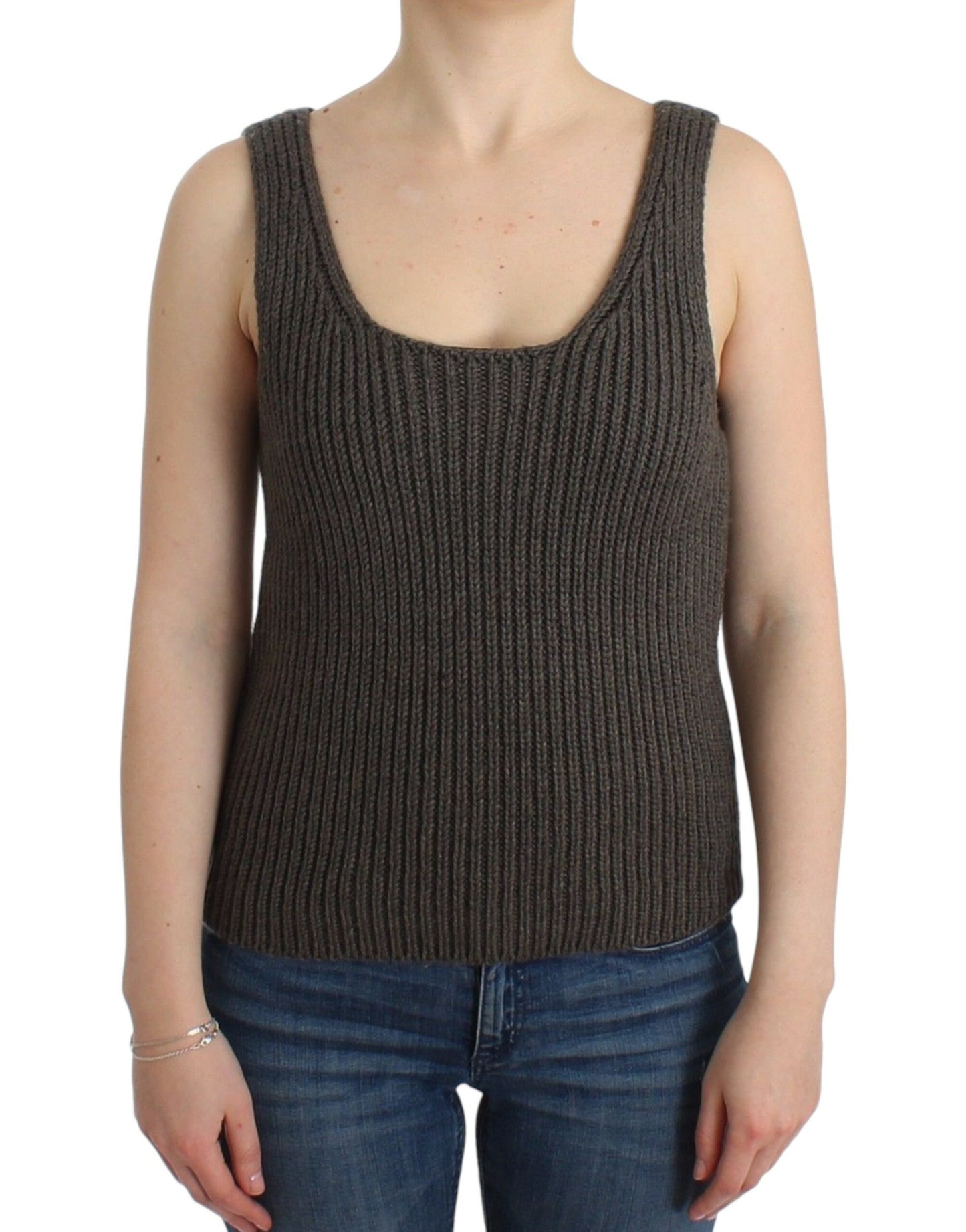 Ermanno Scervino Gray Knit Top Knitted Sweater Merino Wool Ermanno Scervino