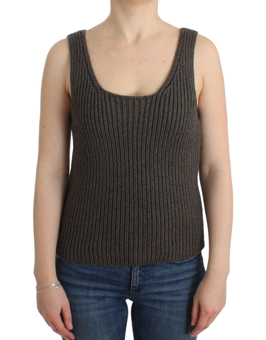 Ermanno Scervino Gray Knit Top Knitted Sweater Merino Wool Ermanno Scervino