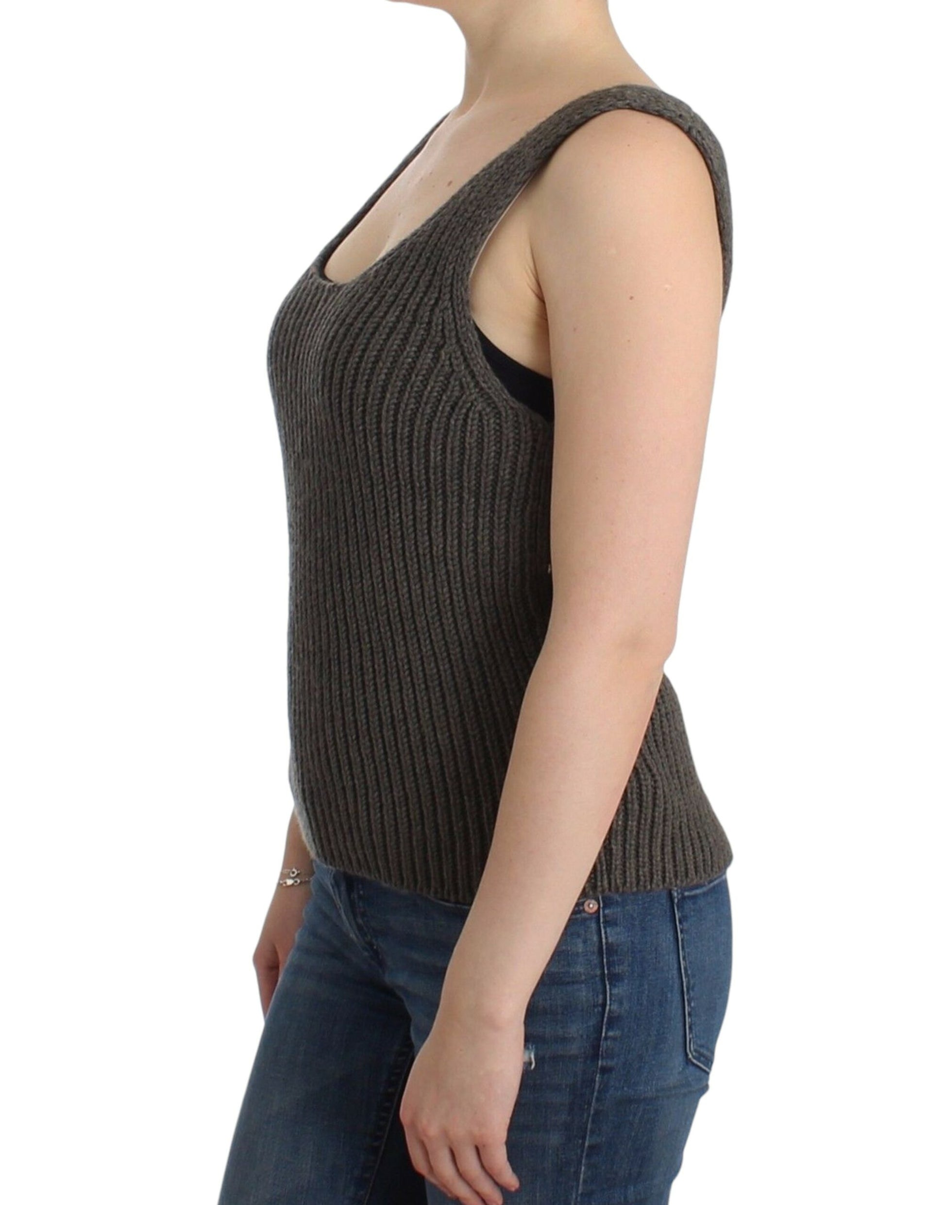 Ermanno Scervino Gray Knit Top Knitted Sweater Merino Wool Ermanno Scervino