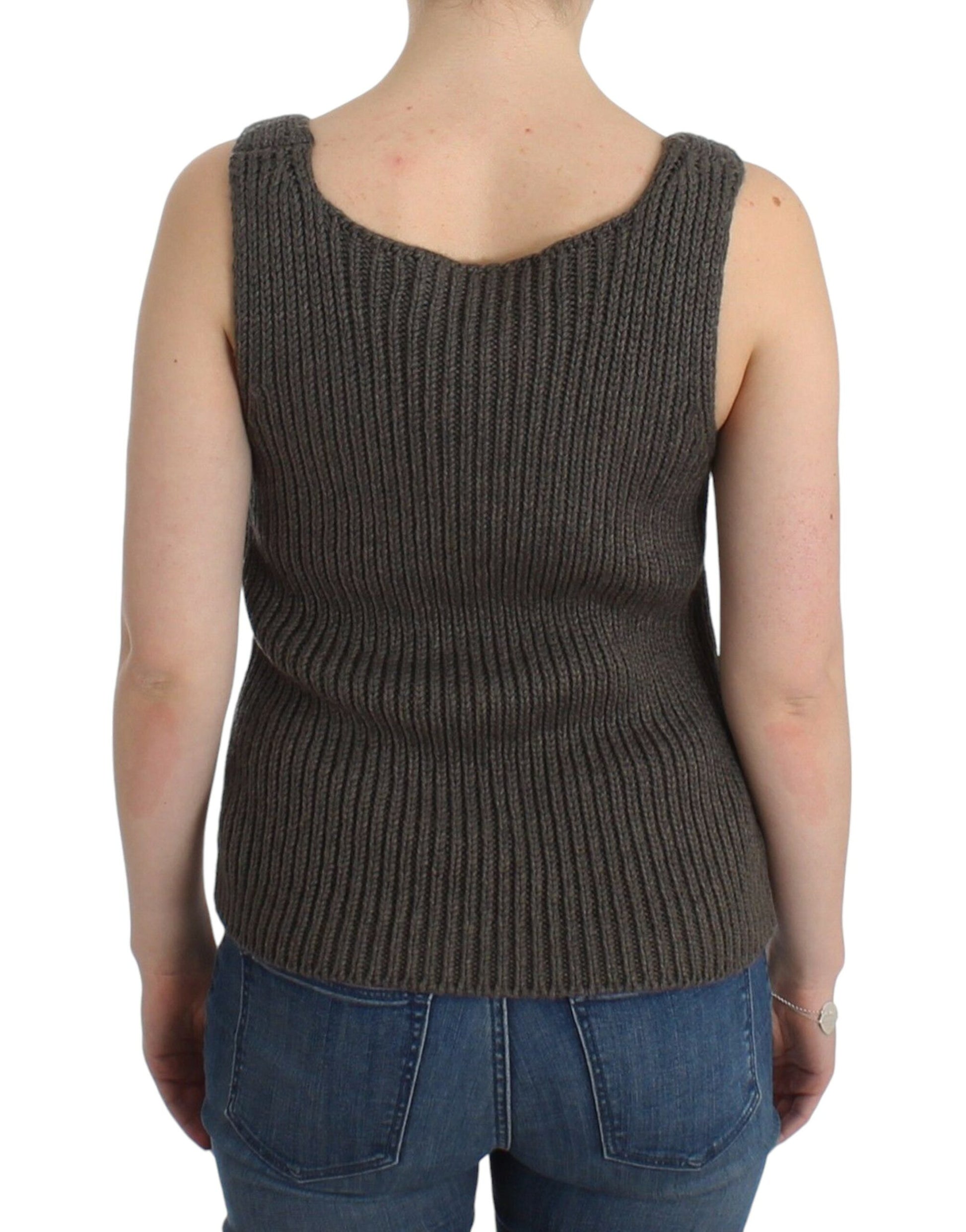 Ermanno Scervino Gray Knit Top Knitted Sweater Merino Wool Ermanno Scervino