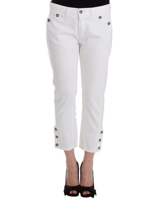 Ermanno Scervino White Cropped Jeans Denim Pants Branded Capri Ermanno Scervino