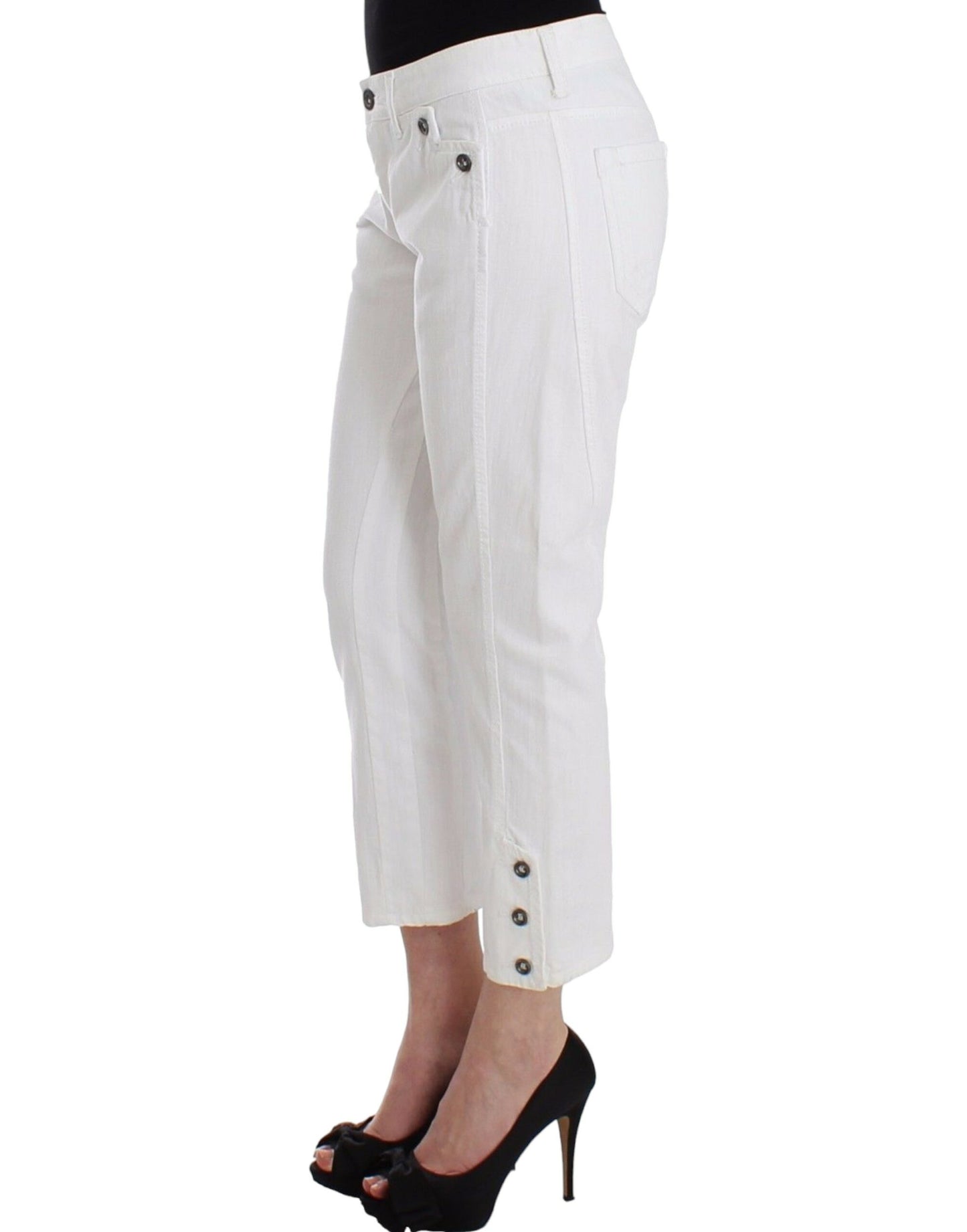 Ermanno Scervino White Cropped Jeans Denim Pants Branded Capri Ermanno Scervino