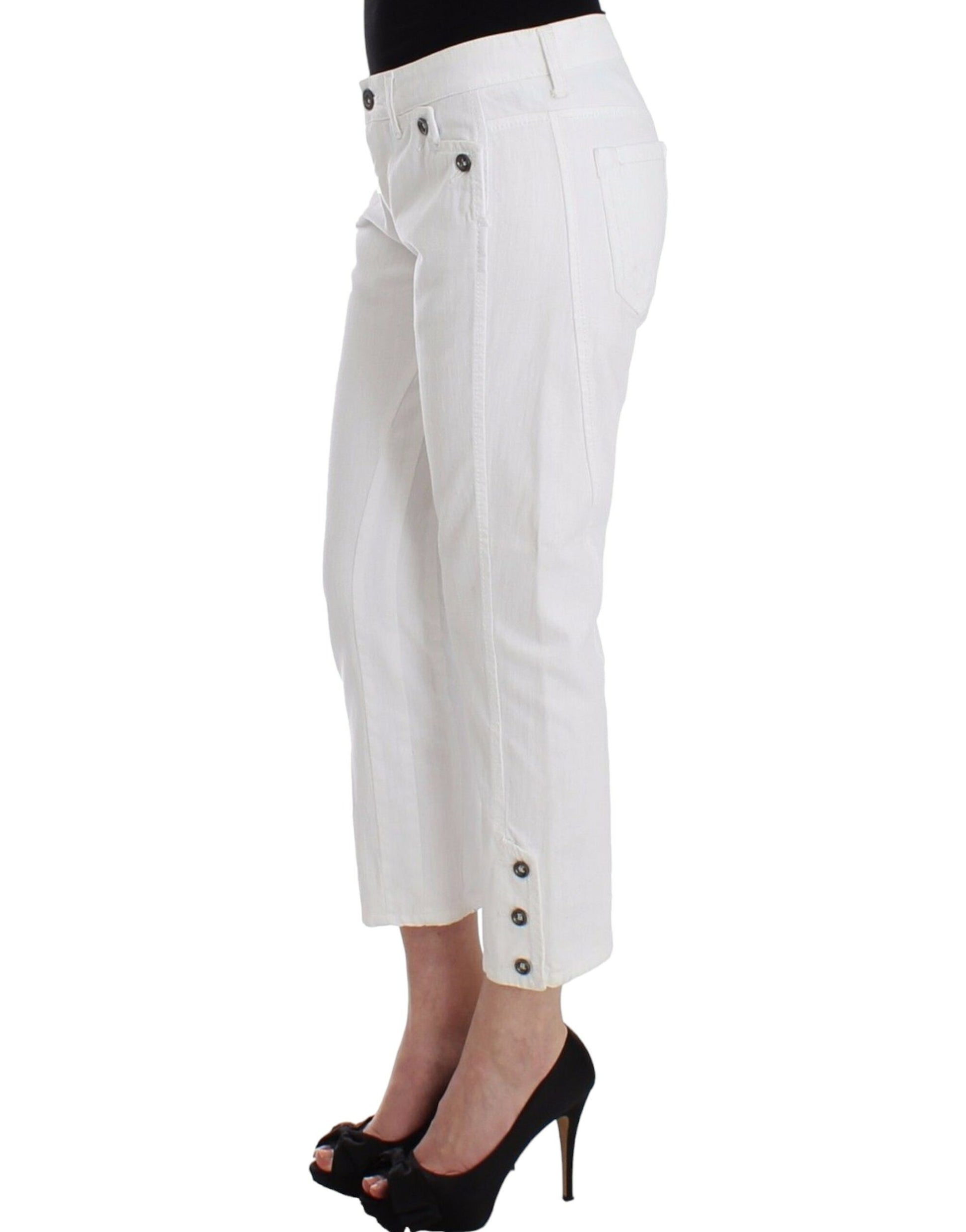 Ermanno Scervino White Cropped Jeans Denim Pants Branded Capri Ermanno Scervino