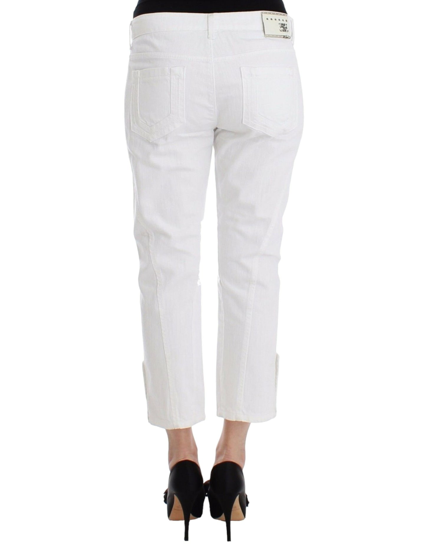 Ermanno Scervino White Cropped Jeans Denim Pants Branded Capri Ermanno Scervino