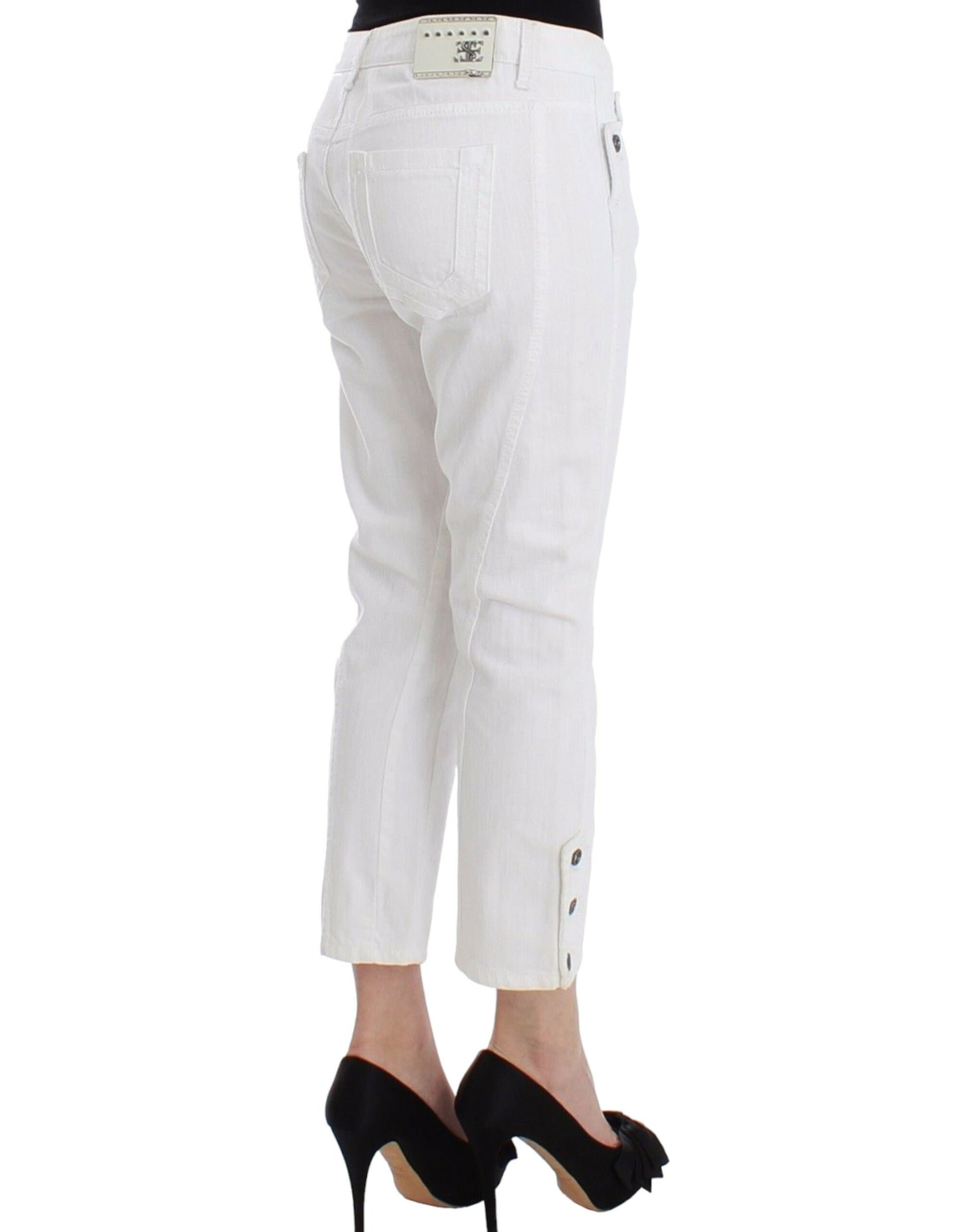 Ermanno Scervino White Cropped Jeans Denim Pants Branded Capri Ermanno Scervino