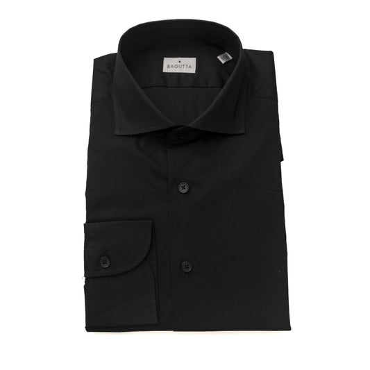 Bagutta Black Cotton Men's Shirt Slim Fit With French Collar Bagutta