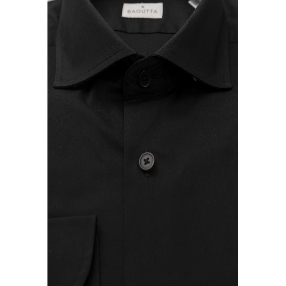 Bagutta Black Cotton Men's Shirt Slim Fit With French Collar Bagutta