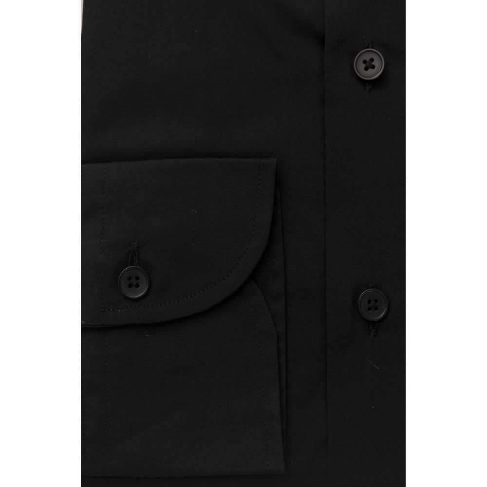 Bagutta Black Cotton Men's Shirt Slim Fit With French Collar Bagutta
