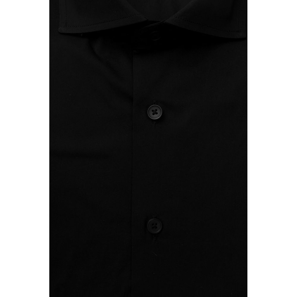 Bagutta Black Cotton Men's Shirt Slim Fit With French Collar Bagutta