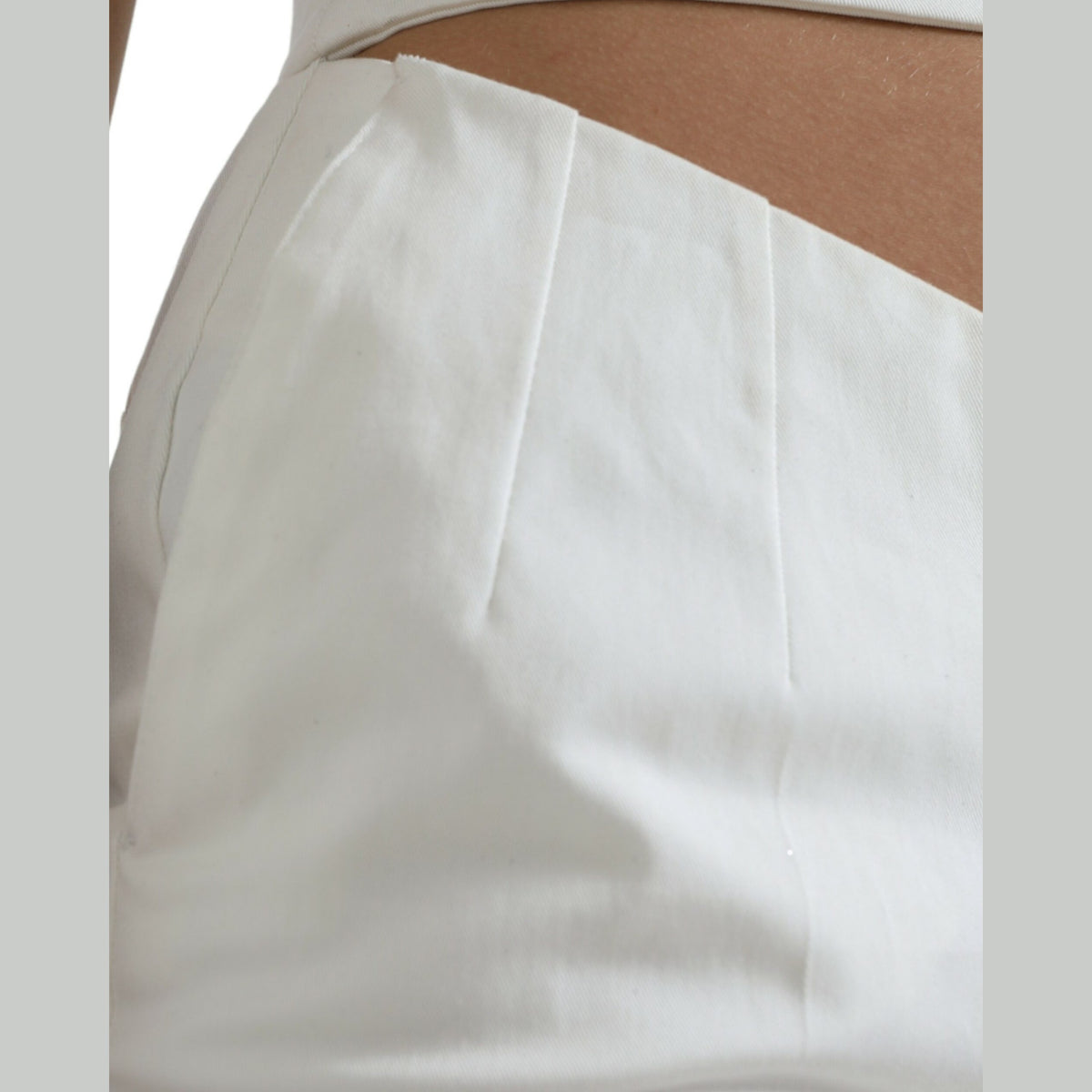 Dolce & Gabbana Black White Cotton Cut Out Waist Tapered Pants