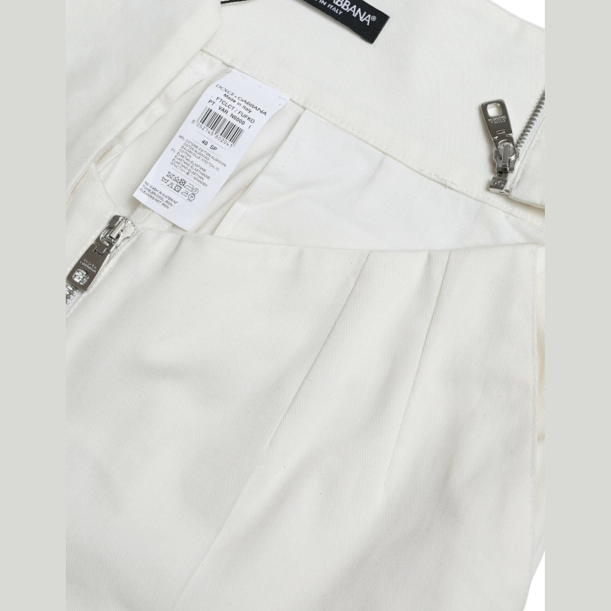 Dolce & Gabbana Black White Cotton Cut Out Waist Tapered Pants