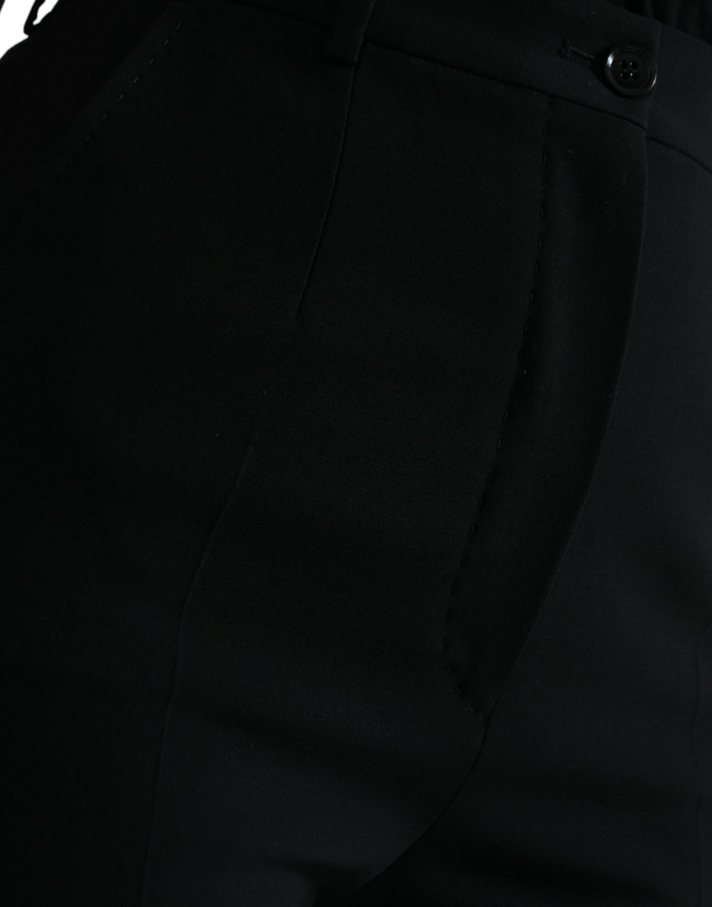 Dolce & Gabbana Black Wool High Waist Tapered Pants Dolce & Gabbana
