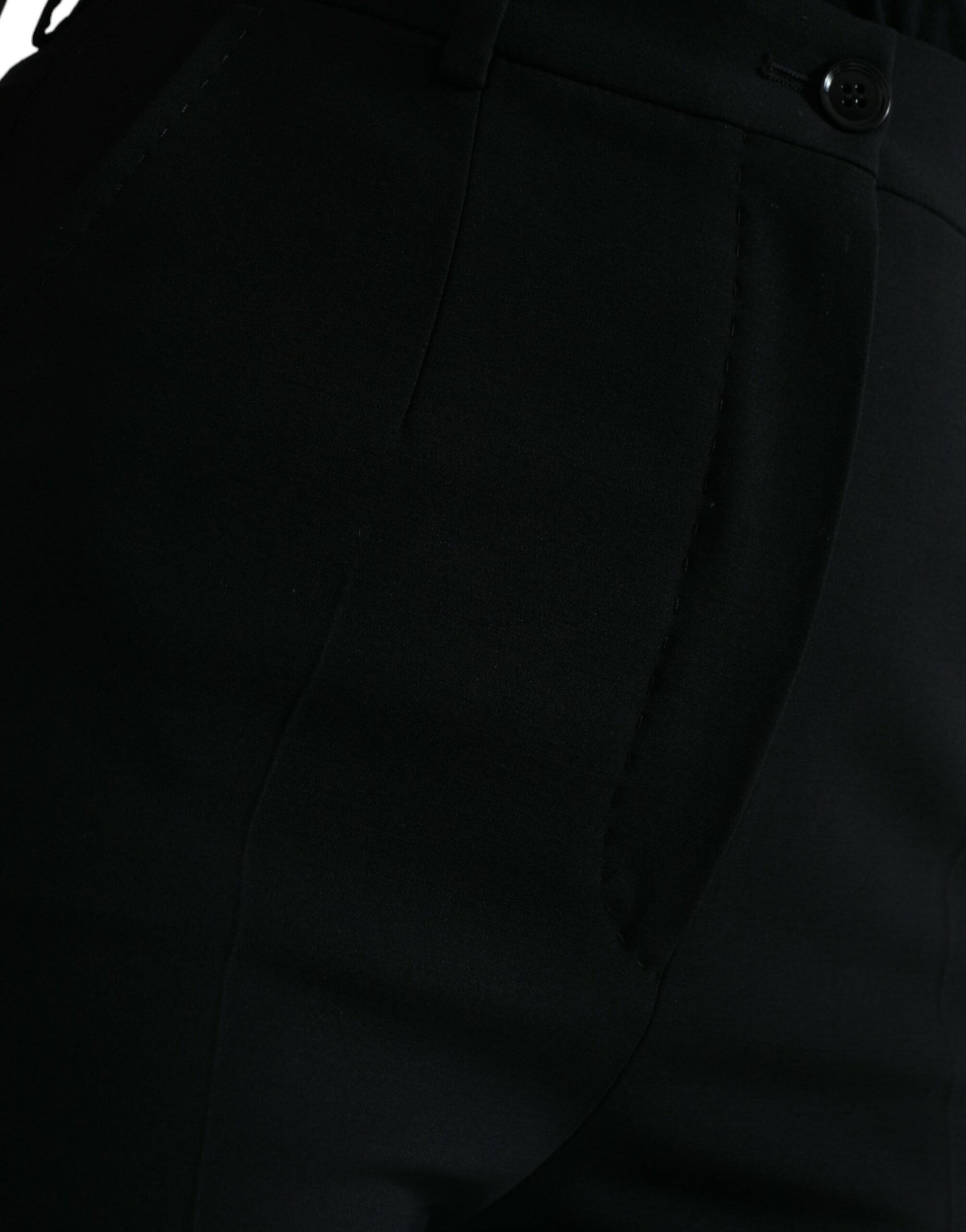 Dolce & Gabbana Black Wool High Waist Tapered Pants Dolce & Gabbana