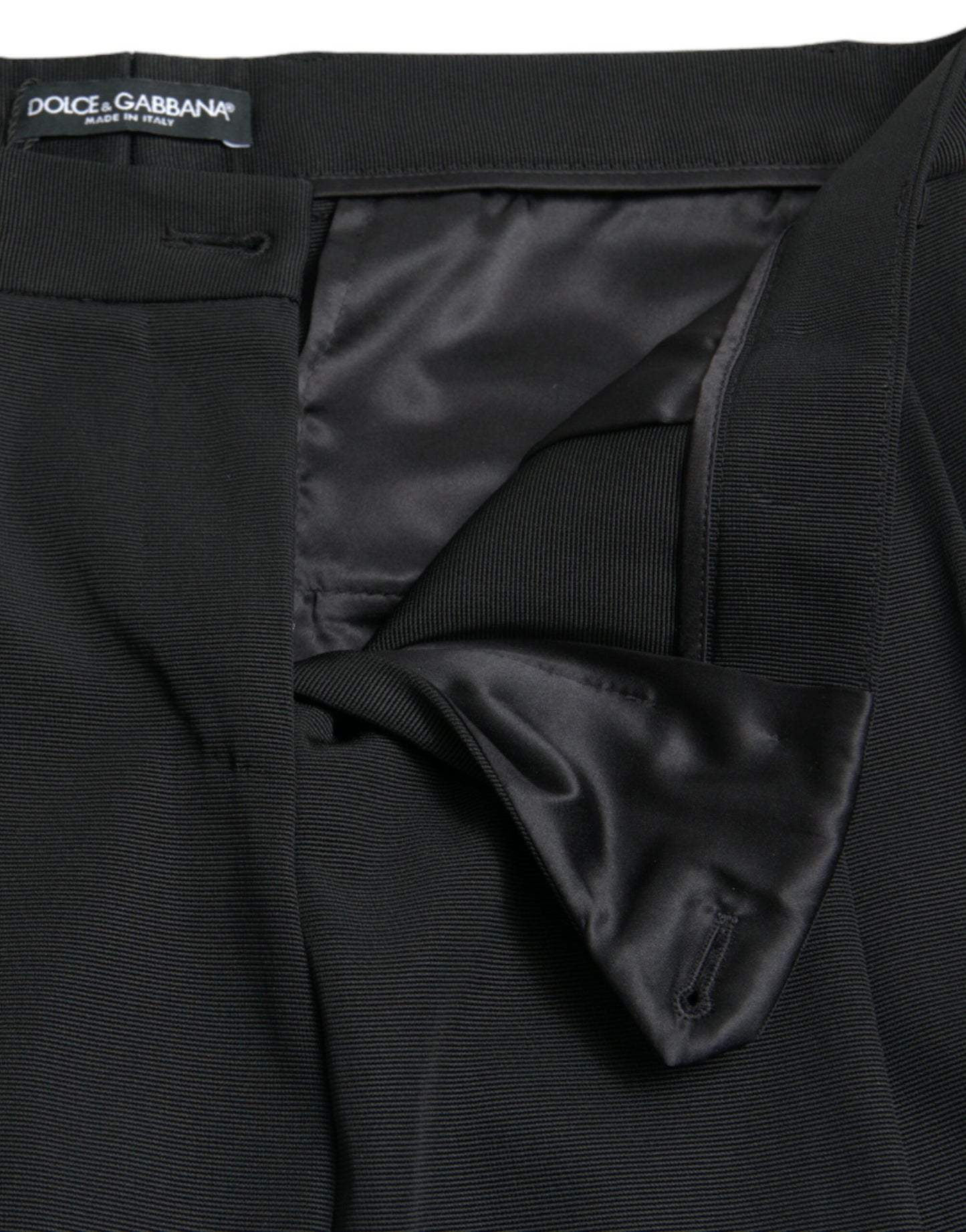 Dolce & Gabbana Black Wool High Waist Cropped Tapered Pants Dolce & Gabbana