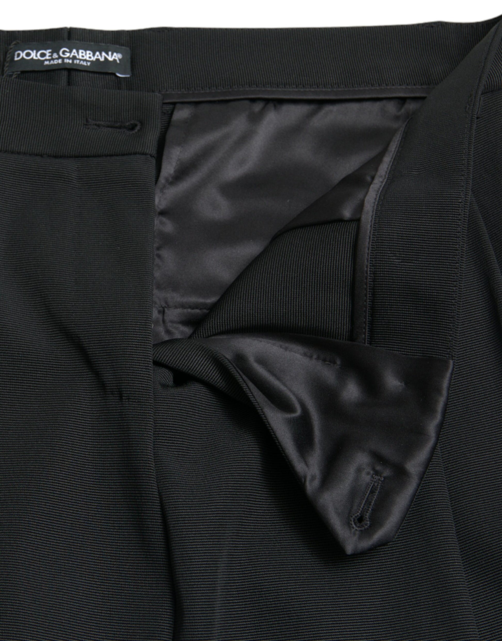 Dolce & Gabbana Black Wool High Waist Cropped Tapered Pants Dolce & Gabbana