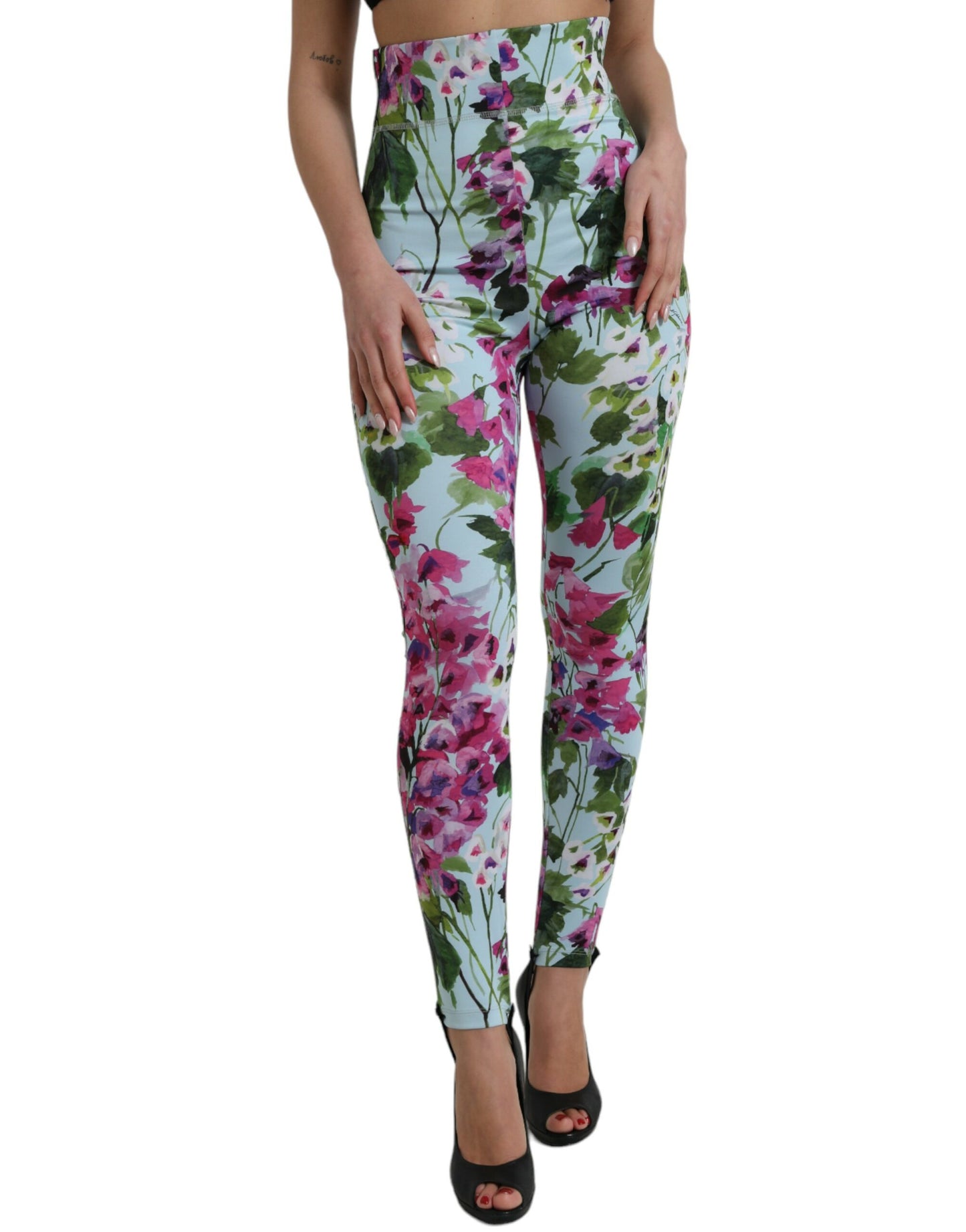 Dolce & Gabbana Multicolor Floral High Waist Leggings Pants Dolce & Gabbana