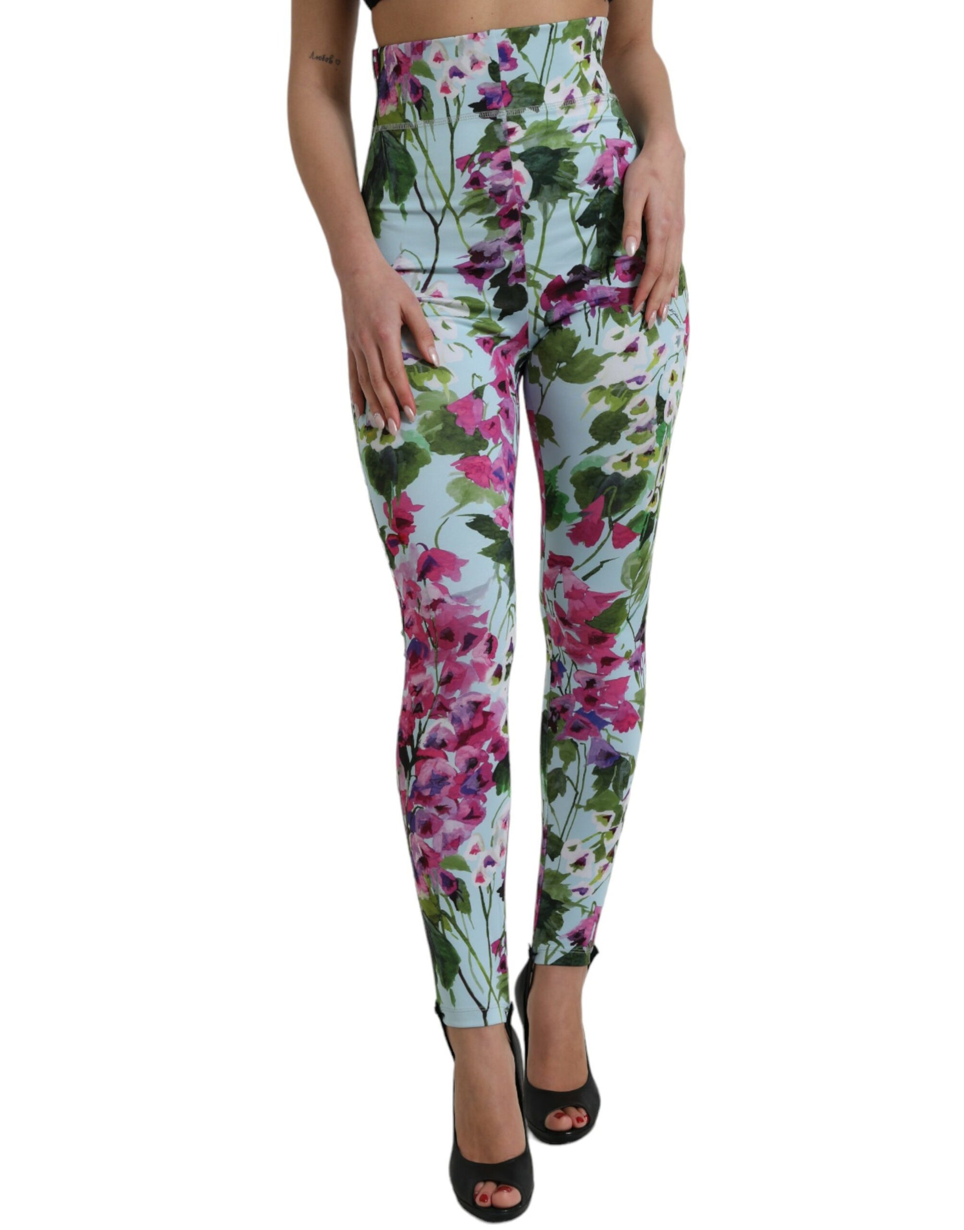 Dolce & Gabbana Multicolor Floral High Waist Leggings Pants Dolce & Gabbana