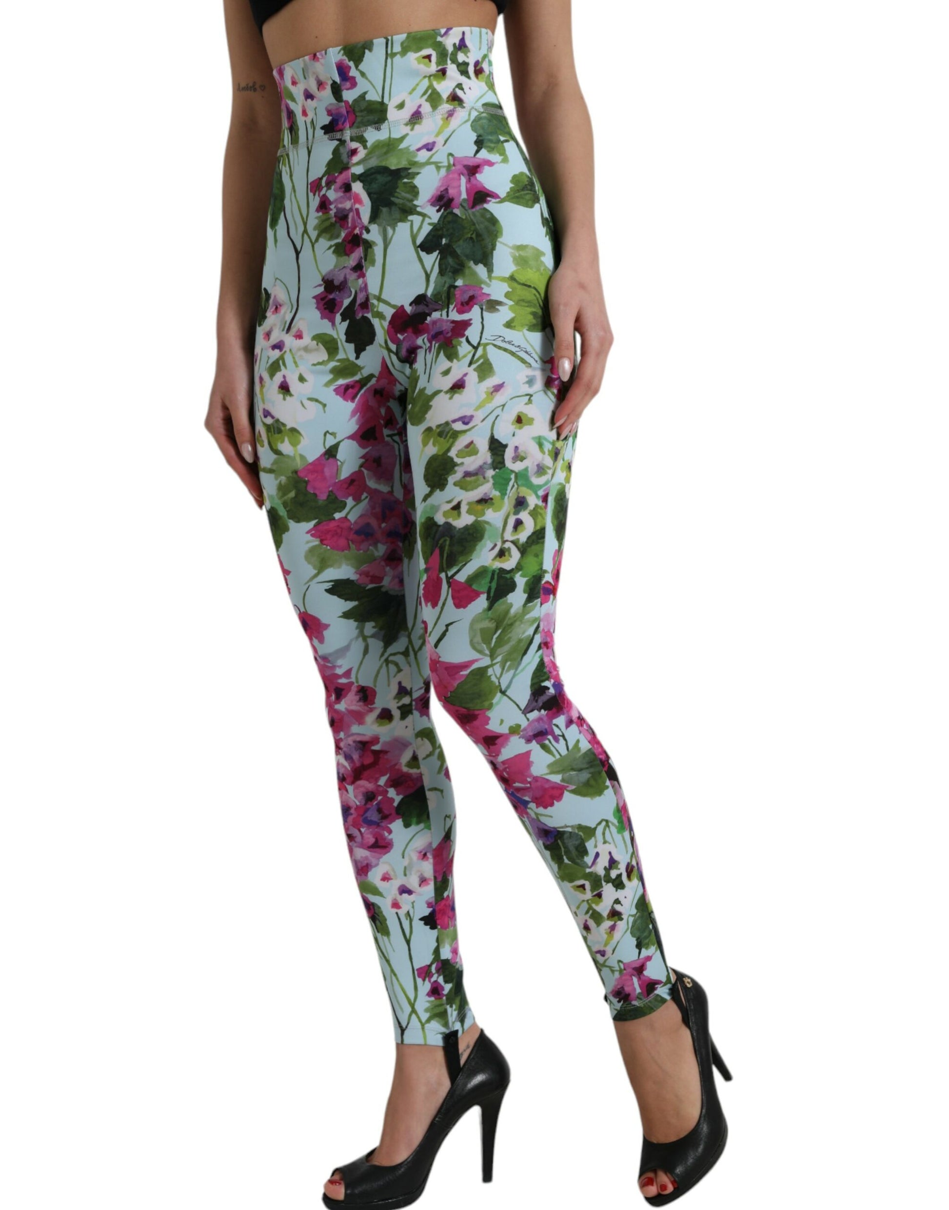 Dolce & Gabbana Multicolor Floral High Waist Leggings Pants Dolce & Gabbana