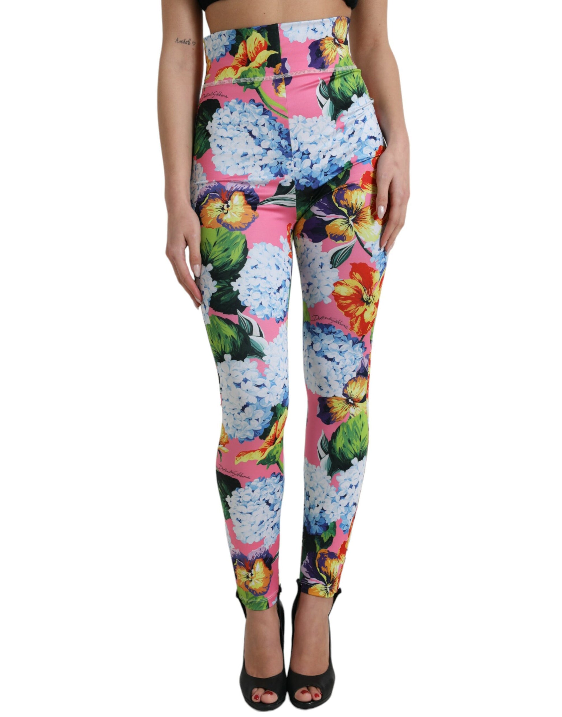 Dolce & Gabbana Multicolor Floral High Waist Leggings Pants Dolce & Gabbana