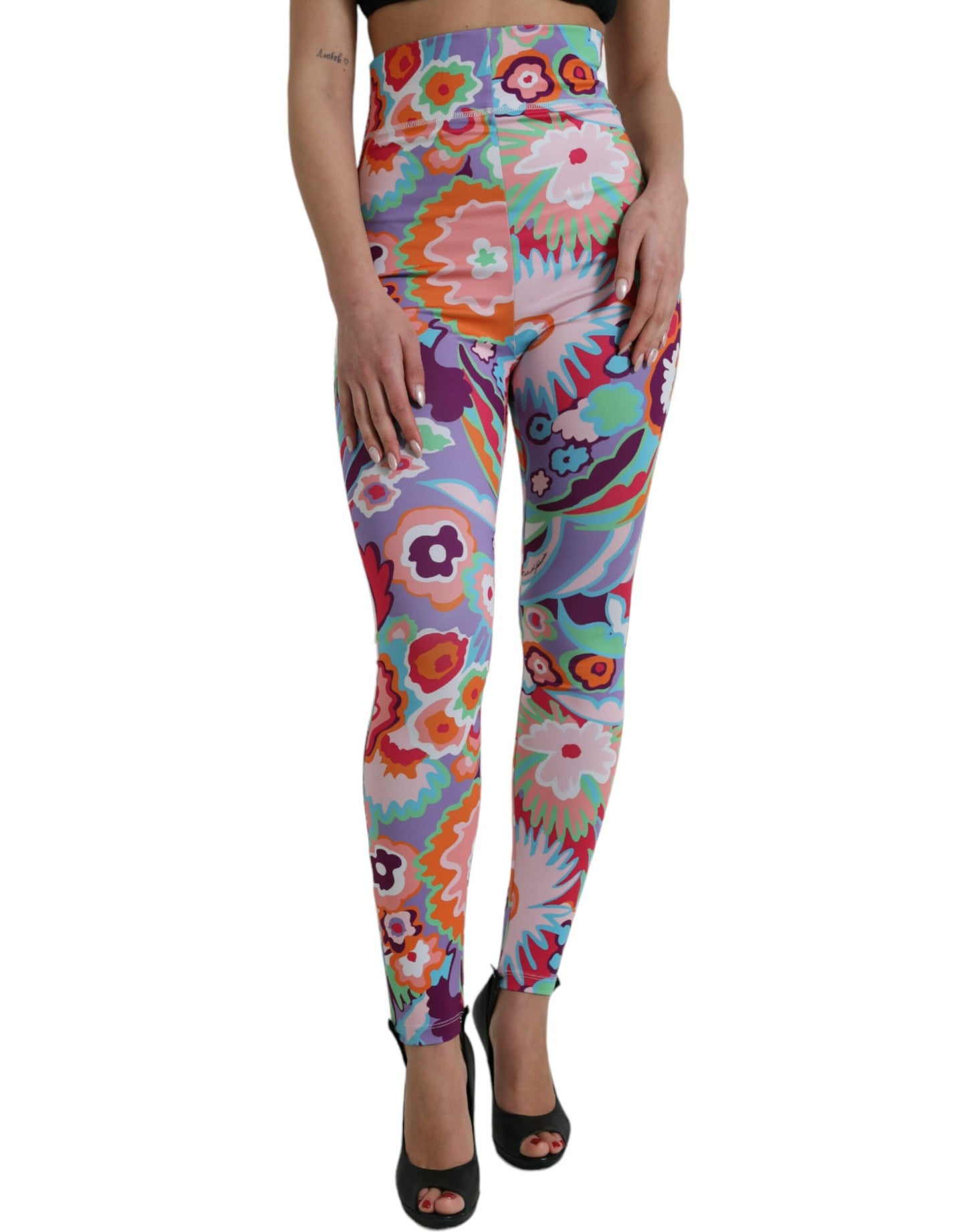 Dolce & Gabbana Multicolor Floral High Waist Leggings Pants Dolce & Gabbana