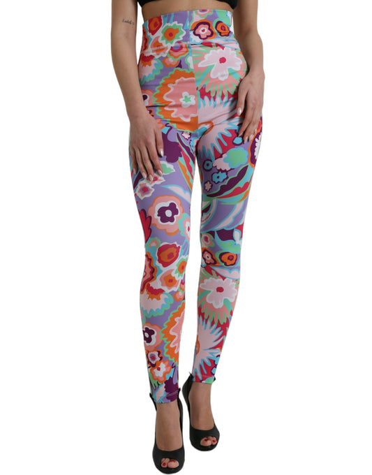 Dolce & Gabbana Multicolor Floral High Waist Leggings Pants Dolce & Gabbana