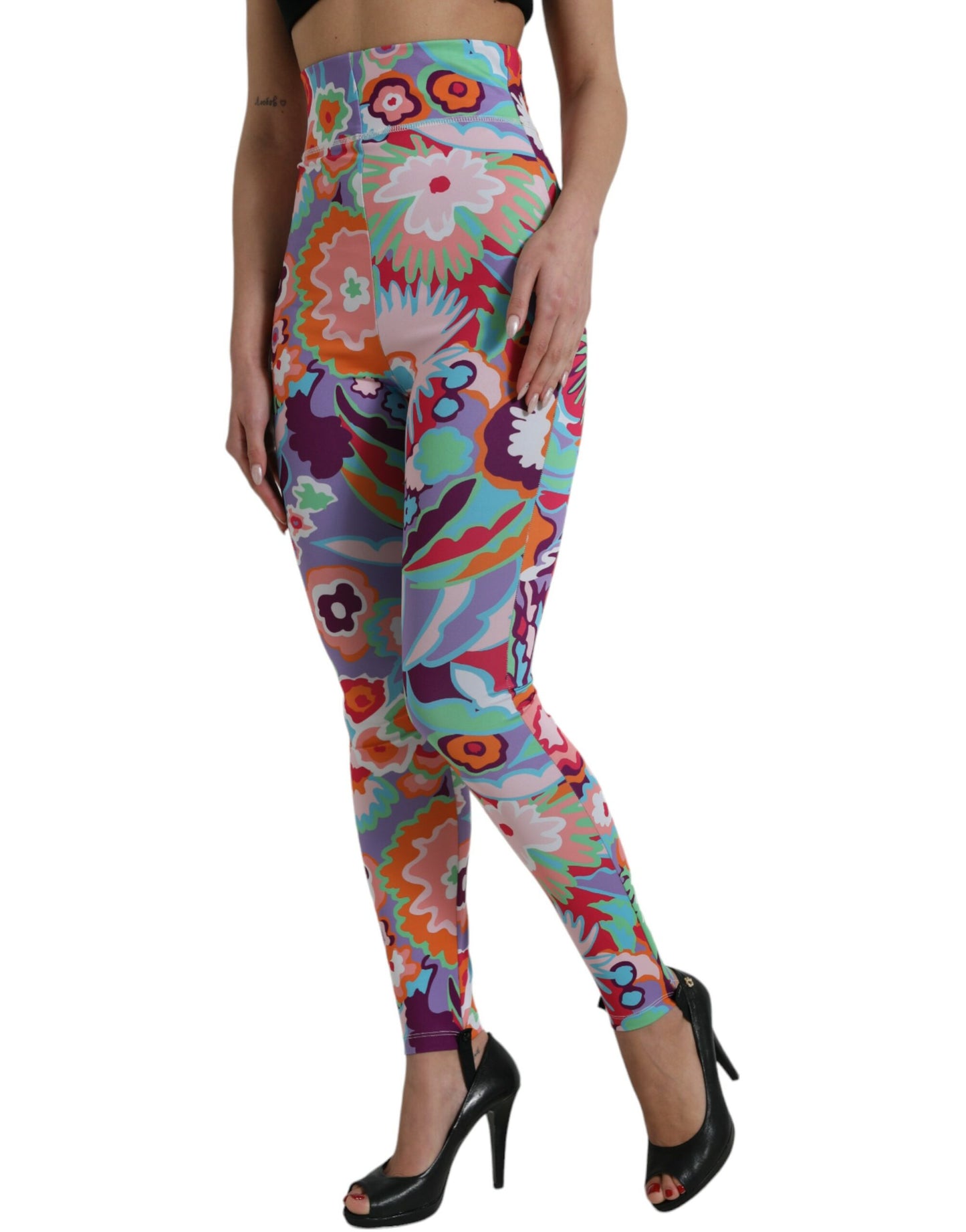 Dolce & Gabbana Multicolor Floral High Waist Leggings Pants Dolce & Gabbana
