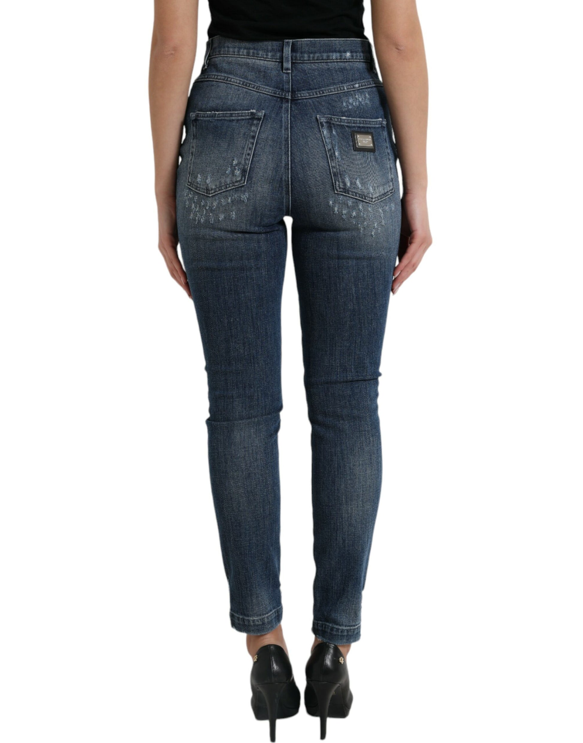Dolce & Gabbana Dark Blue Distressed GRACE Skinny Denim Jeans Dolce & Gabbana
