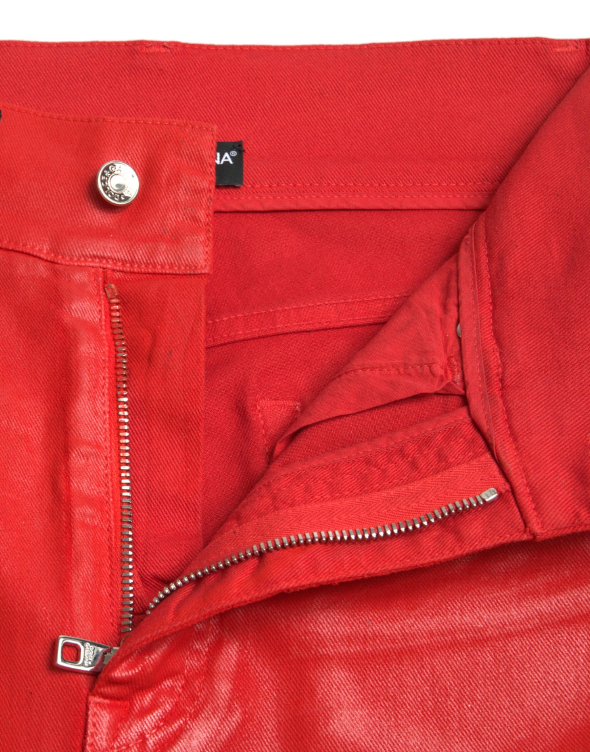 Dolce & Gabbana Red Cotton High Waist Skinny Denim Jeans Dolce & Gabbana