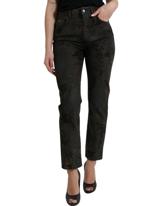 Dolce & Gabbana Brown BOYFRIEND Mid Waist Cotton Denim Jeans Dolce & Gabbana