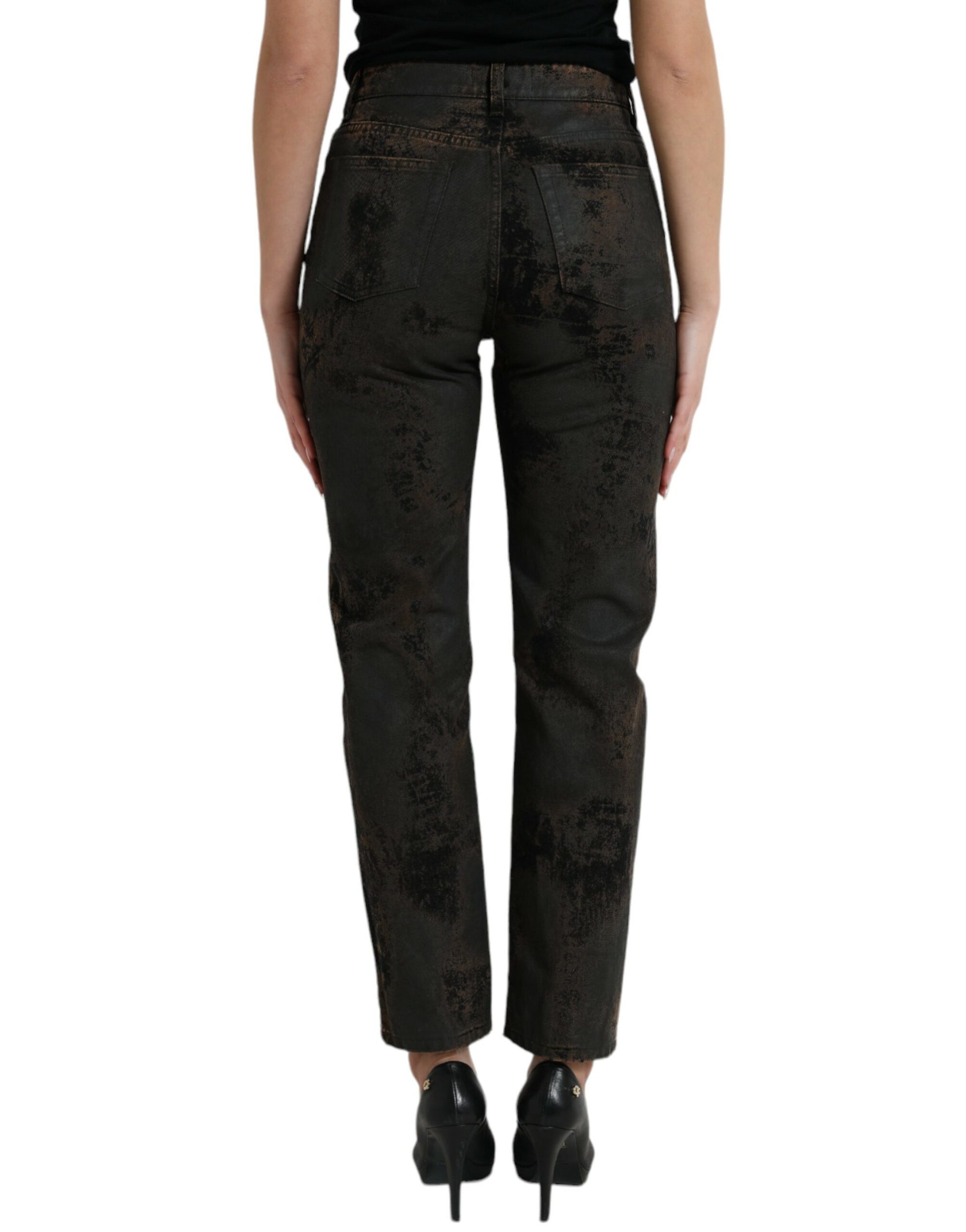 Dolce & Gabbana Brown BOYFRIEND Mid Waist Cotton Denim Jeans Dolce & Gabbana