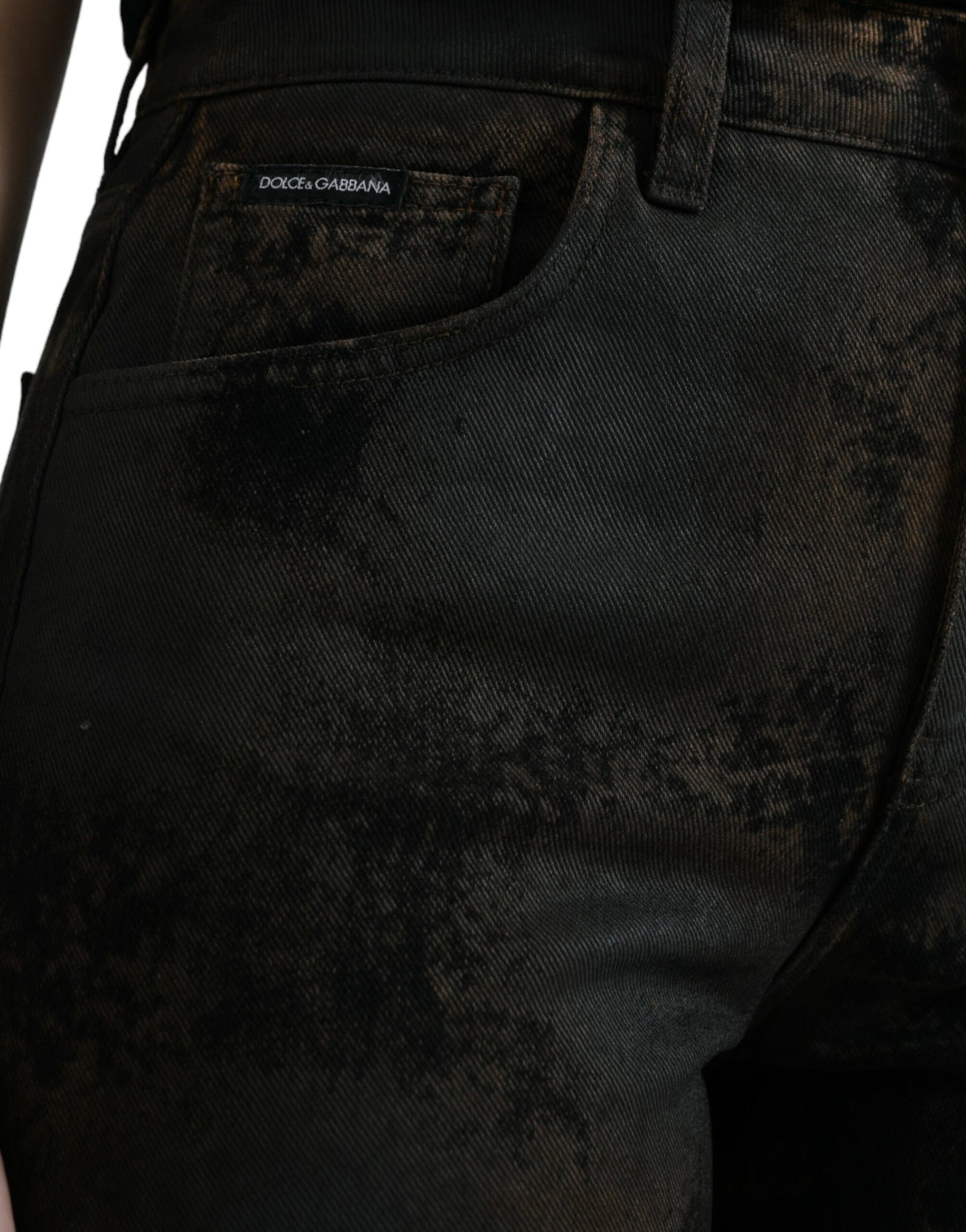 Dolce & Gabbana Brown BOYFRIEND Mid Waist Cotton Denim Jeans Dolce & Gabbana