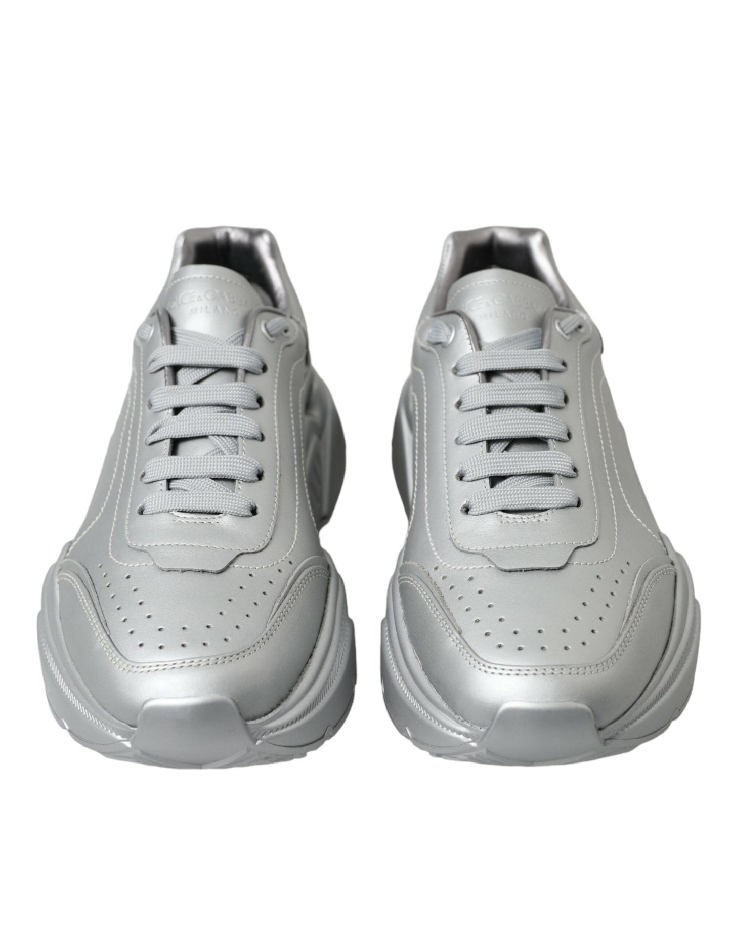 Dolce & Gabbana Silver DAYMASTER Leather Men Casual Sneakers Shoes Dolce & Gabbana