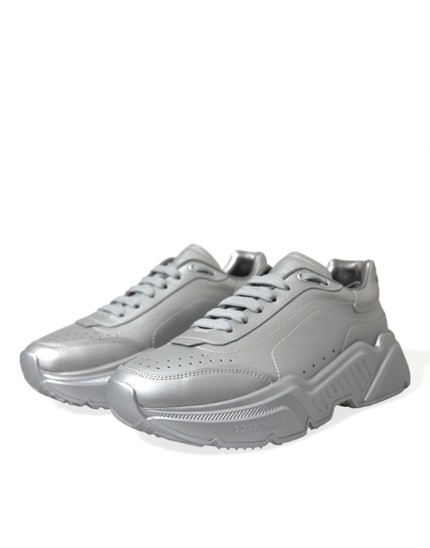 Dolce & Gabbana Silver DAYMASTER Leather Men Casual Sneakers Shoes Dolce & Gabbana