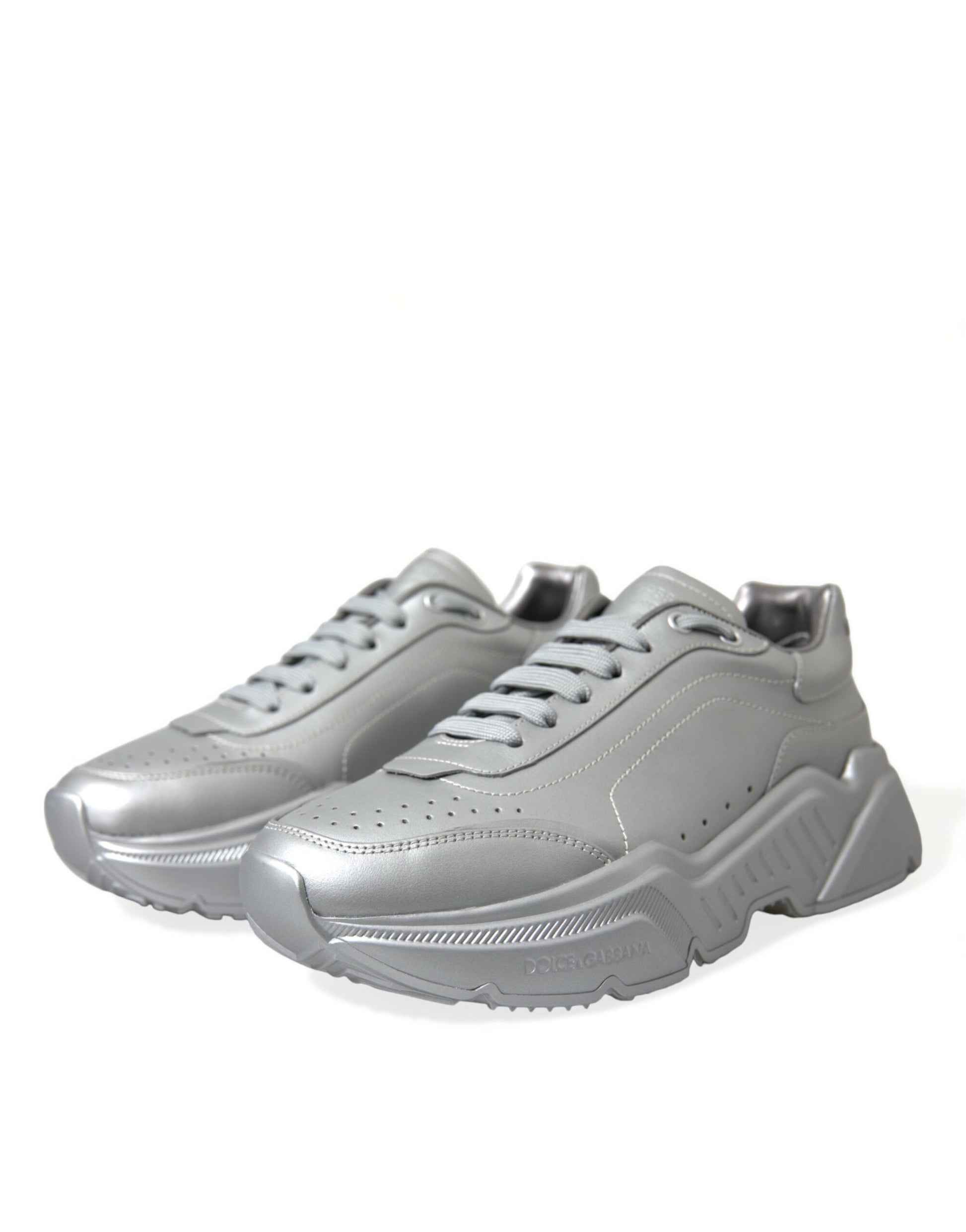Dolce & Gabbana Silver DAYMASTER Leather Men Casual Sneakers Shoes Dolce & Gabbana
