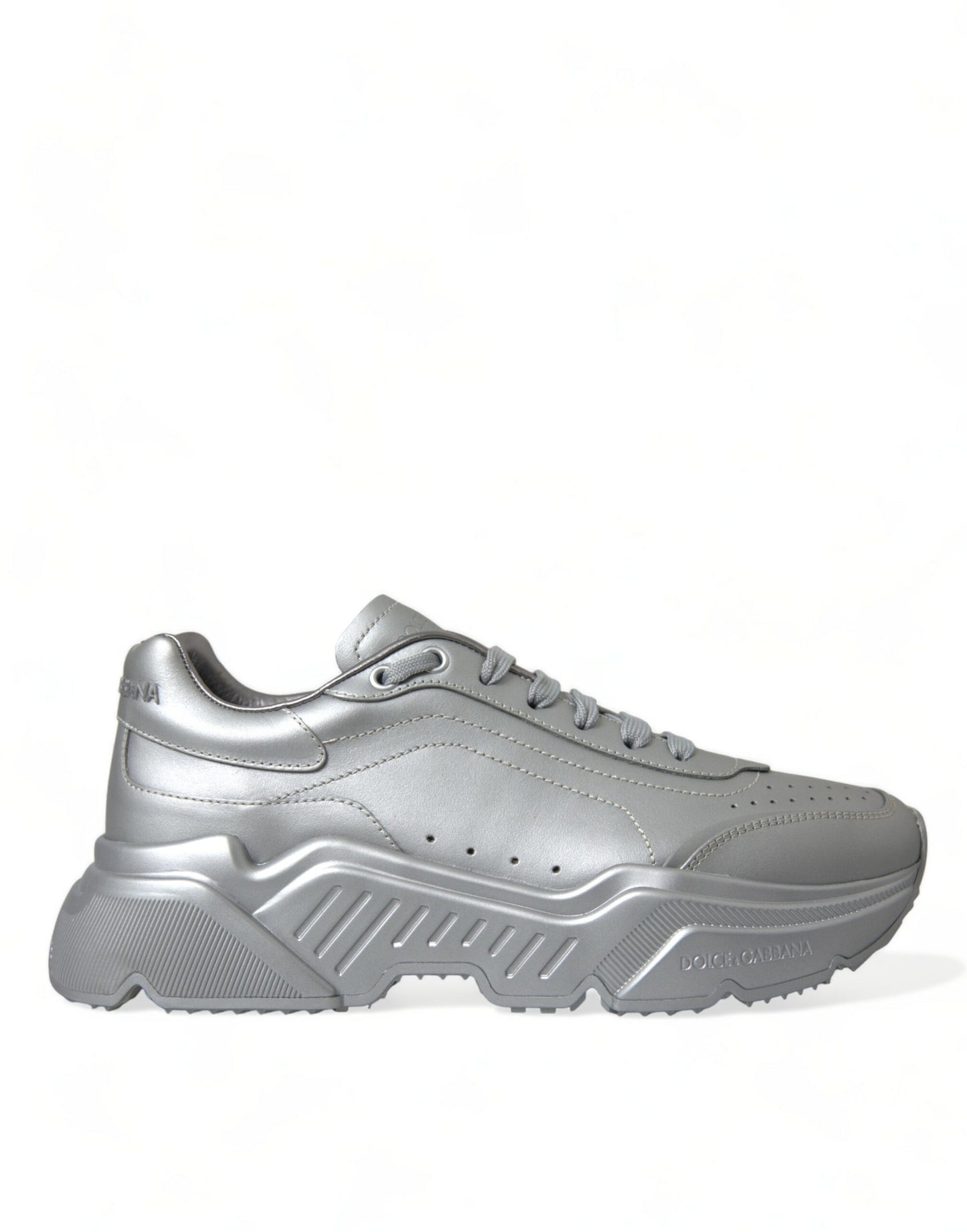 Dolce & Gabbana Silver DAYMASTER Leather Men Casual Sneakers Shoes Dolce & Gabbana