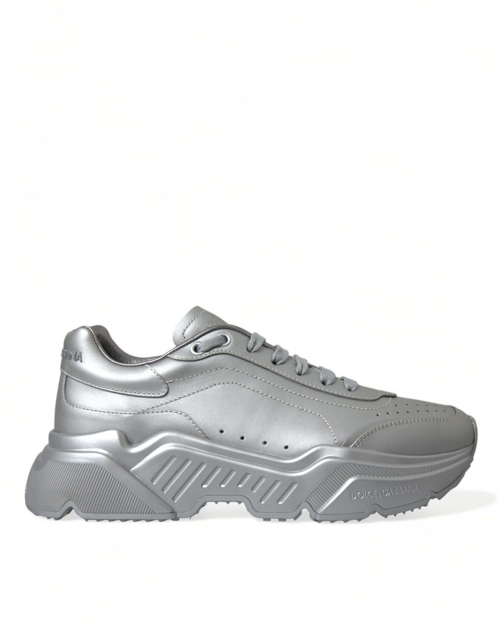 Dolce & Gabbana Silver DAYMASTER Leather Men Casual Sneakers Shoes Dolce & Gabbana
