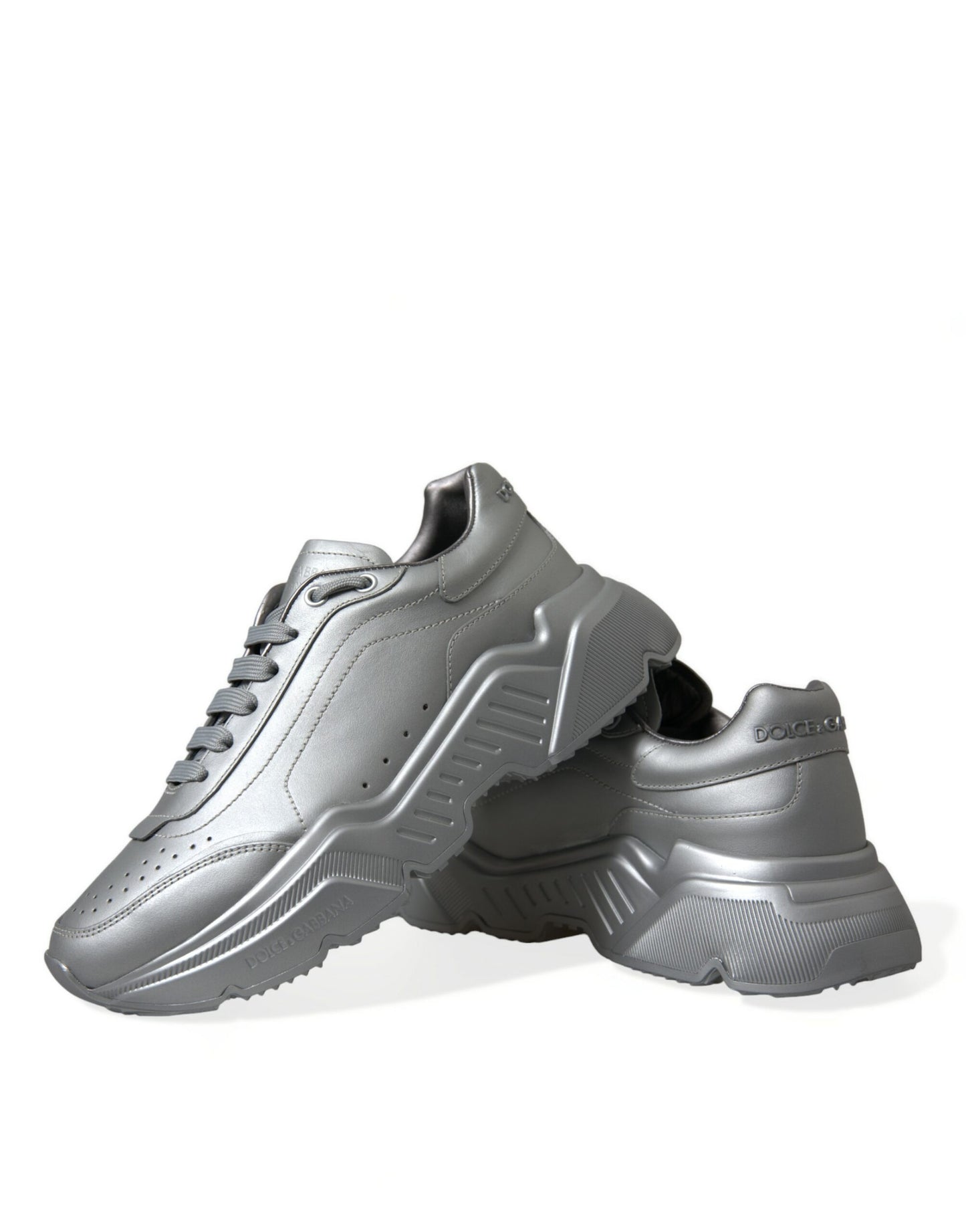 Dolce & Gabbana Silver DAYMASTER Leather Men Casual Sneakers Shoes Dolce & Gabbana