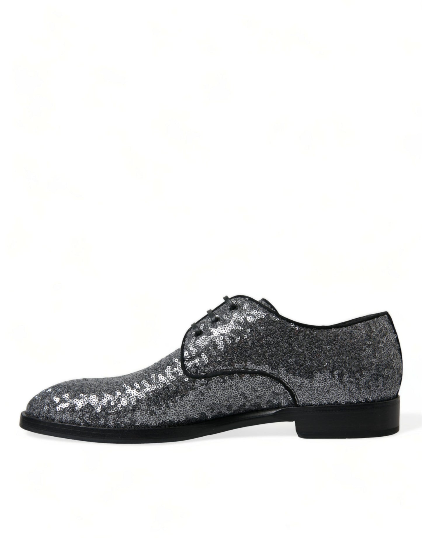 Dolce & Gabbana Silver Sequined Lace Up Men Derby Dress Shoes Dolce & Gabbana