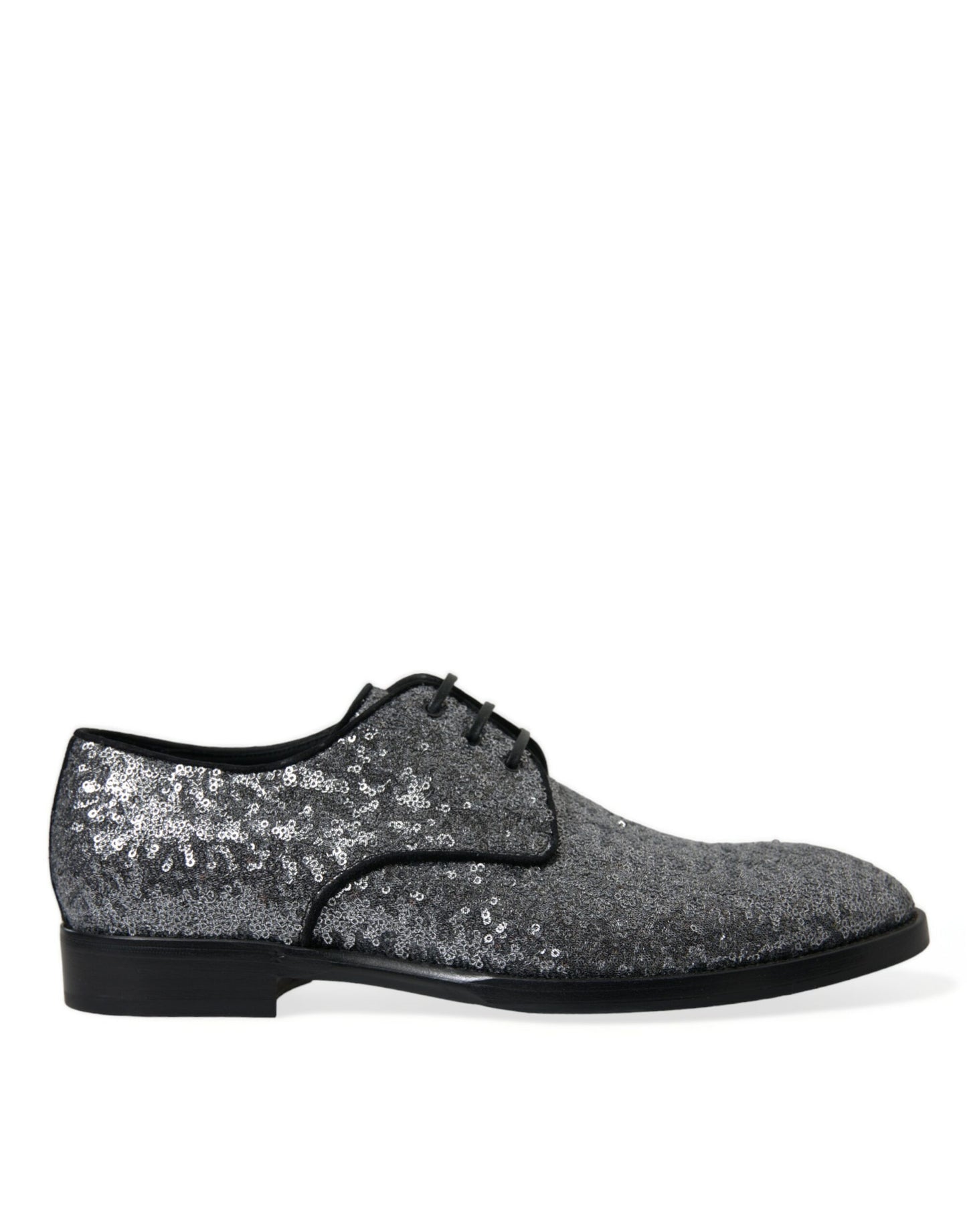 Dolce & Gabbana Silver Sequined Lace Up Men Derby Dress Shoes Dolce & Gabbana