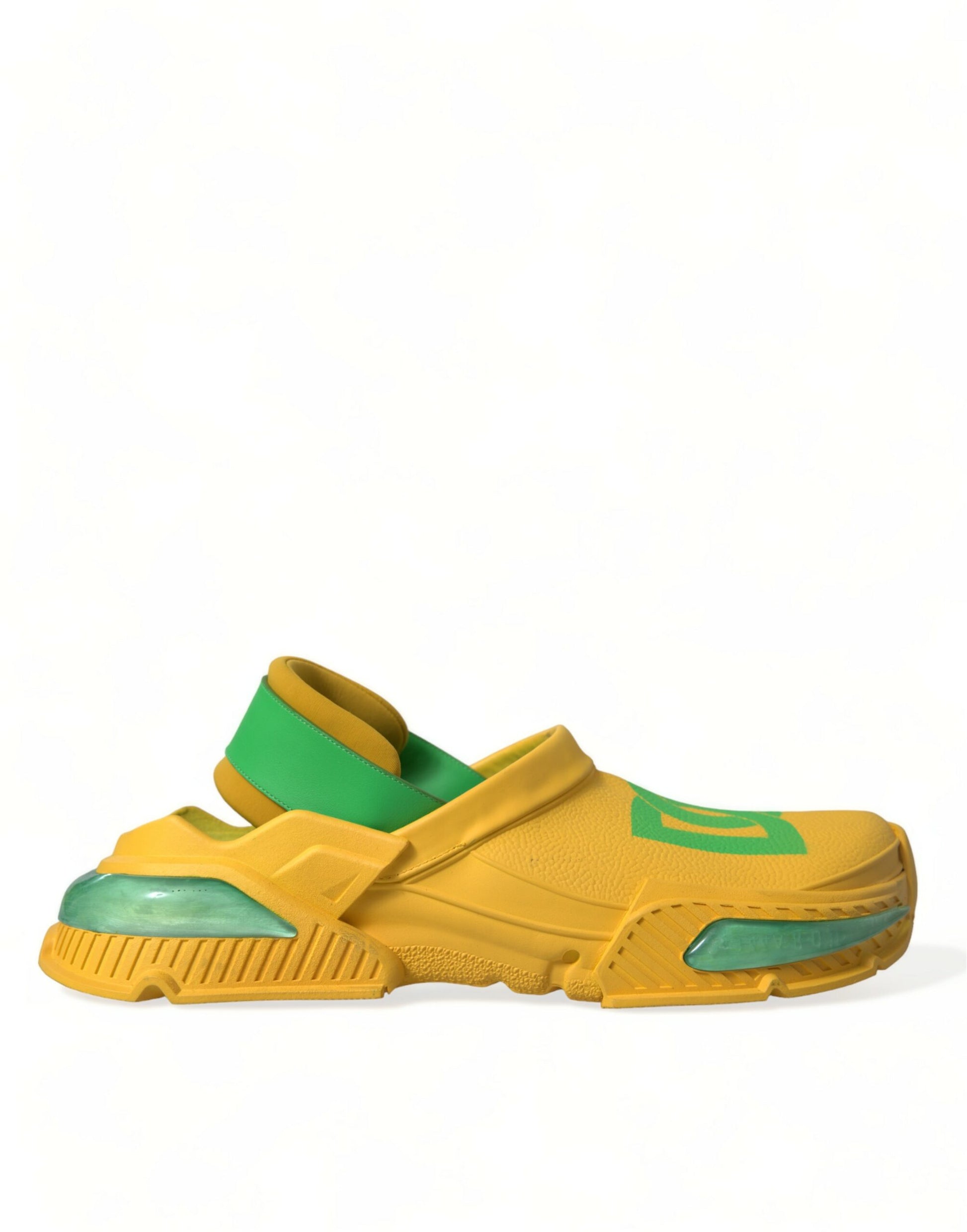 Dolce & Gabbana Yellow Green Rubber Clogs Men Slippers Men Shoes Dolce & Gabbana