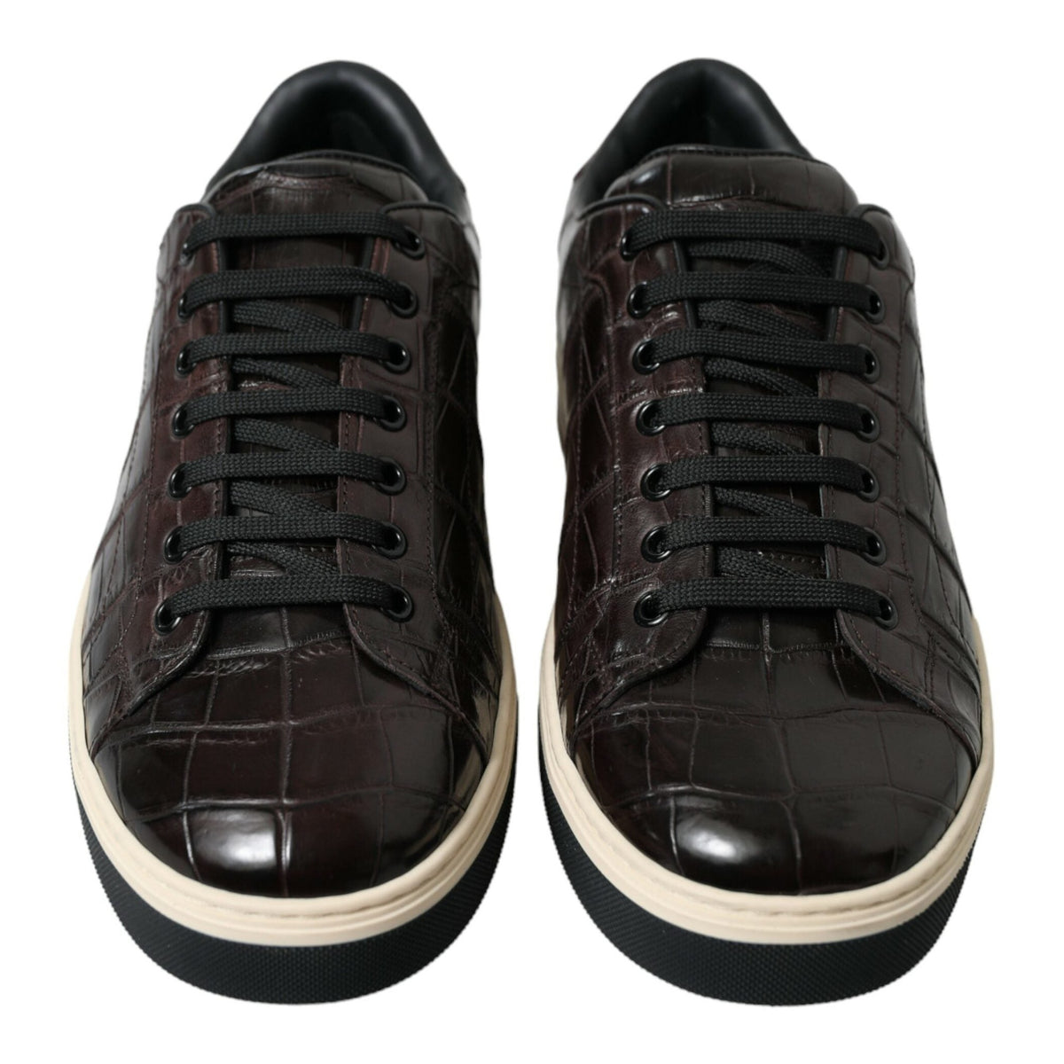 Dolce & Gabbana Brown Croc Exotic Leather Men Casual Sneakers Shoes