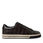 Dolce & Gabbana Brown Croc Exotic Leather Men Casual Sneakers Shoes