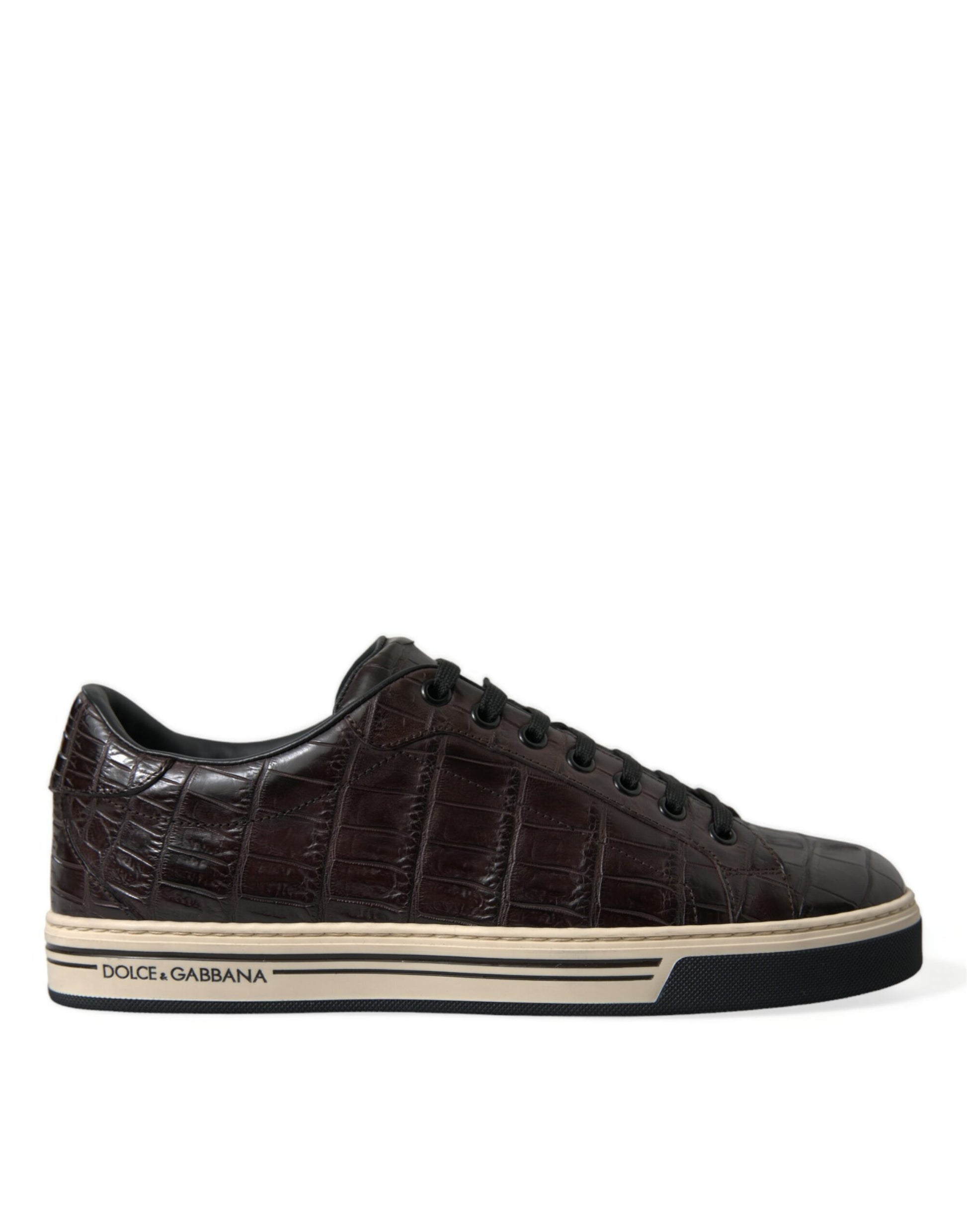 Dolce & Gabbana Brown Croc Exotic Leather Men Casual Sneakers Shoes Dolce & Gabbana