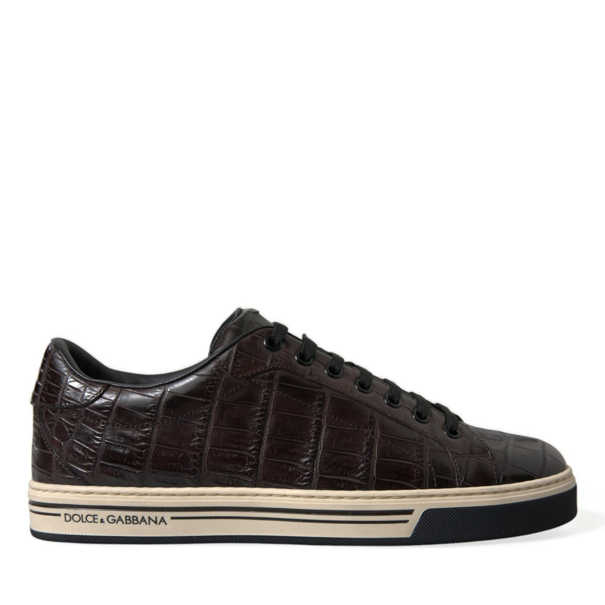 Dolce & Gabbana Brown Croc Exotic Leather Men Casual Sneakers Shoes
